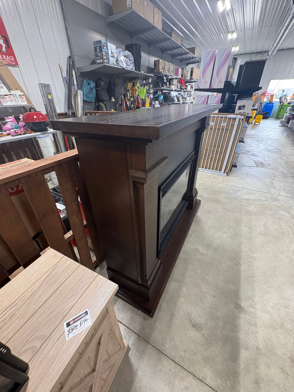 Brand new and fully assembled Real Flame Callaway 63 in. Grand Electric Fireplace in Chestnut Oak Chestnut oak finishing