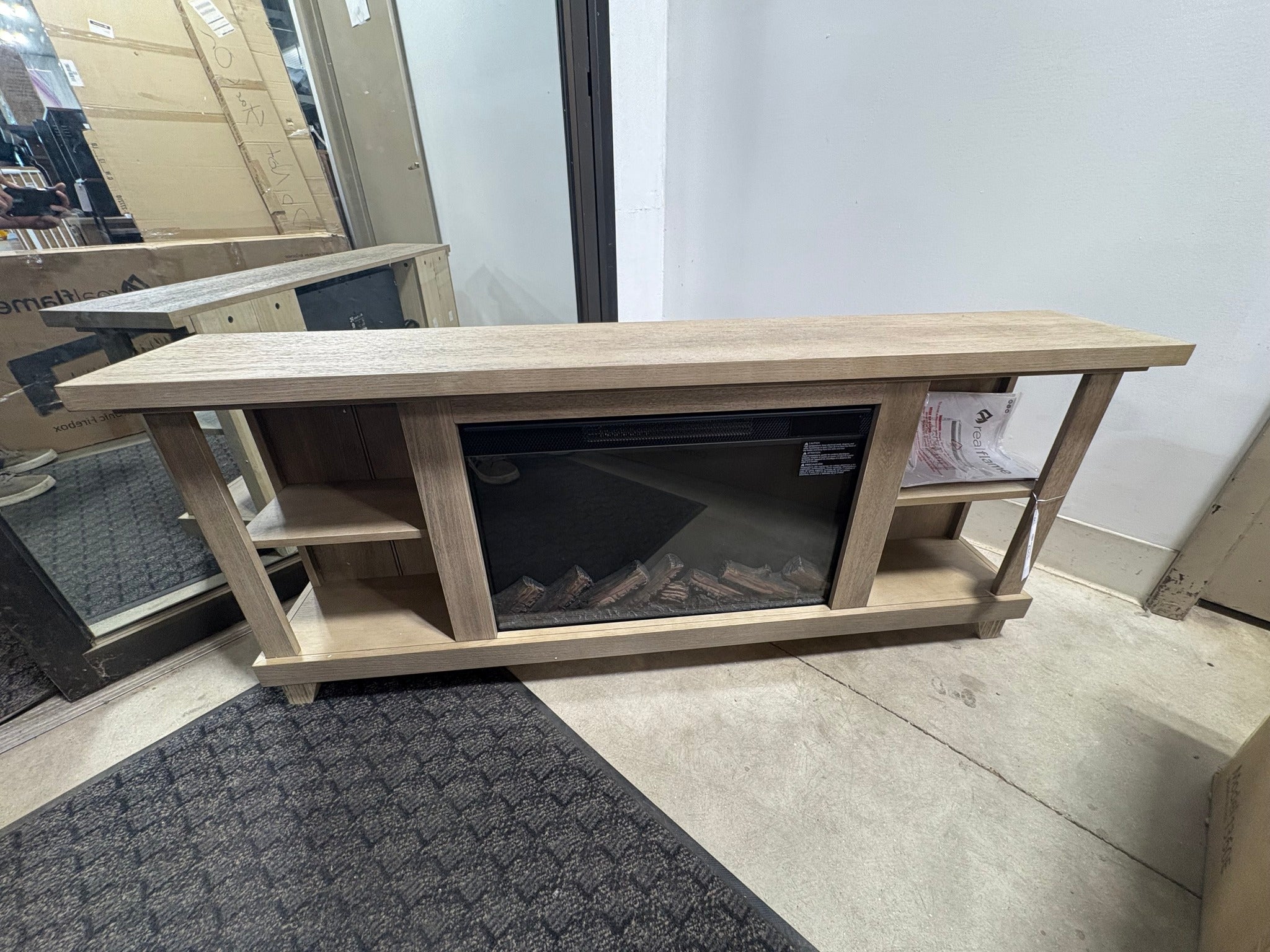 Brand new Real Flame Penrose Slim 58 in. Freestanding Wooden Electric Fireplace in Driftwood