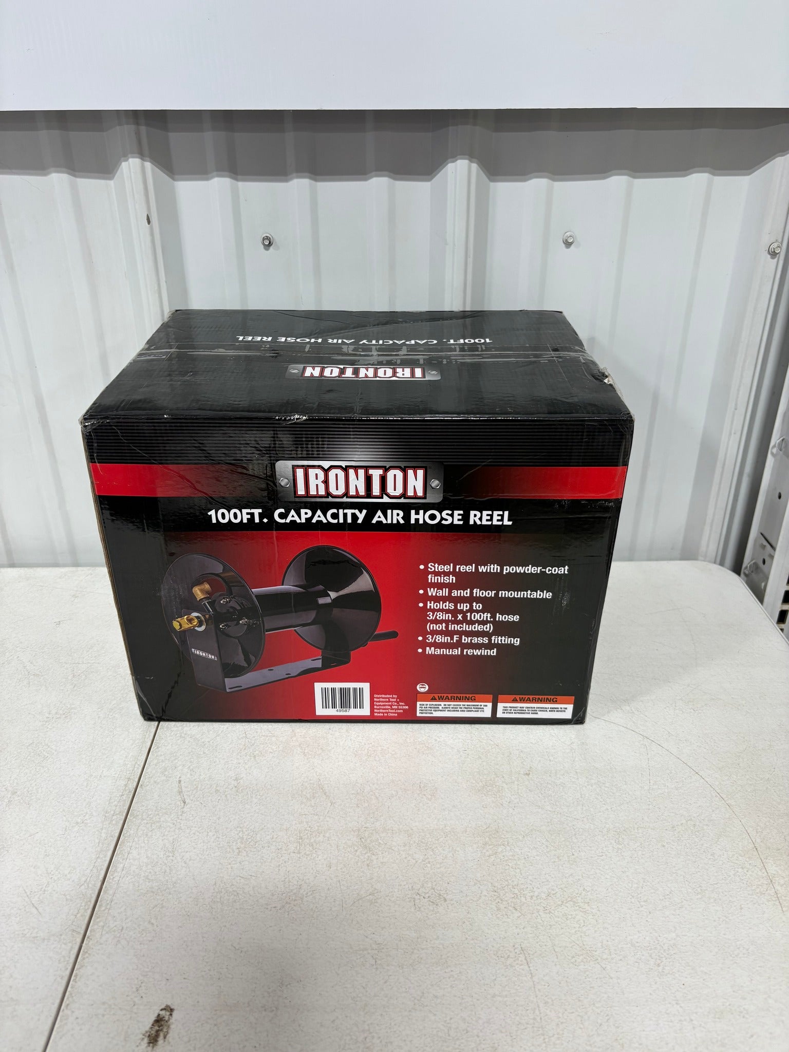 Brand new Ironton Air Hose Reel, Holds 3/8in. x 100ft. Hose
