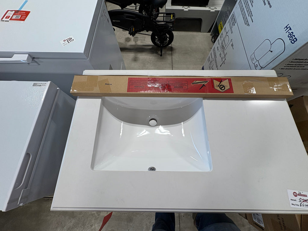 Home Decorators Collection Melpark 36 in. Single Sink Dove Gray Bath Vanity with White Engineered Marble Top (Assembled) 36 in W x 22 in D x 34.5 in H vanity with engineered marble top