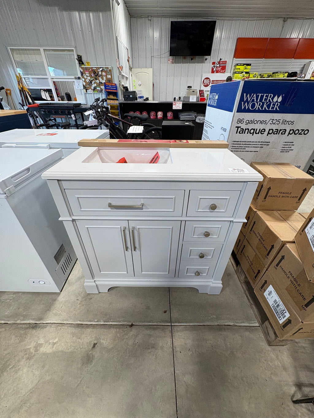 Home Decorators Collection Melpark 36 in. Single Sink Dove Gray Bath Vanity with White Engineered Marble Top (Assembled) 36 in W x 22 in D x 34.5 in H vanity with engineered marble top