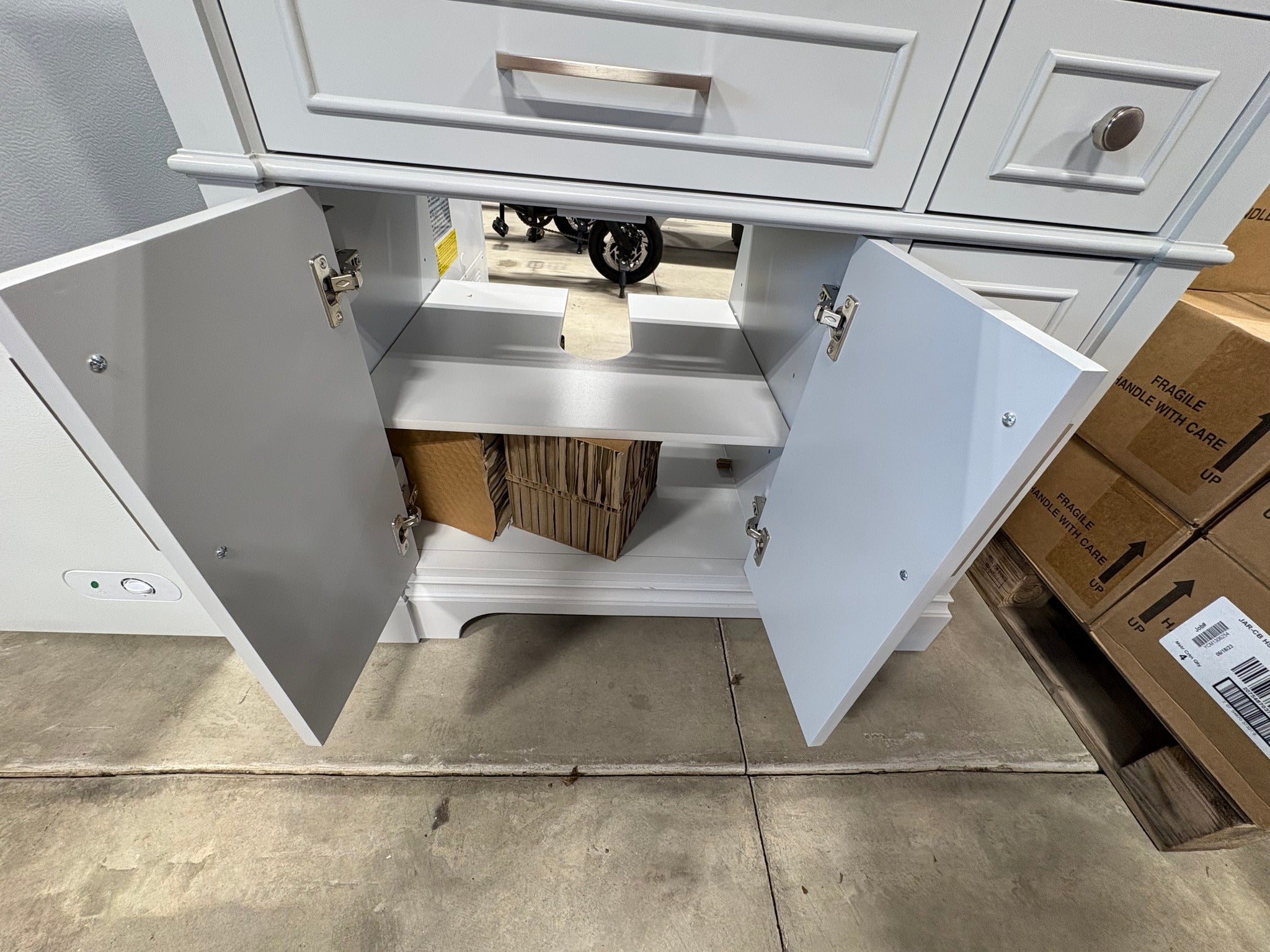 Home Decorators Collection Melpark 36 in. Single Sink Dove Gray Bath Vanity with White Engineered Marble Top (Assembled) 36 in W x 22 in D x 34.5 in H vanity with engineered marble top