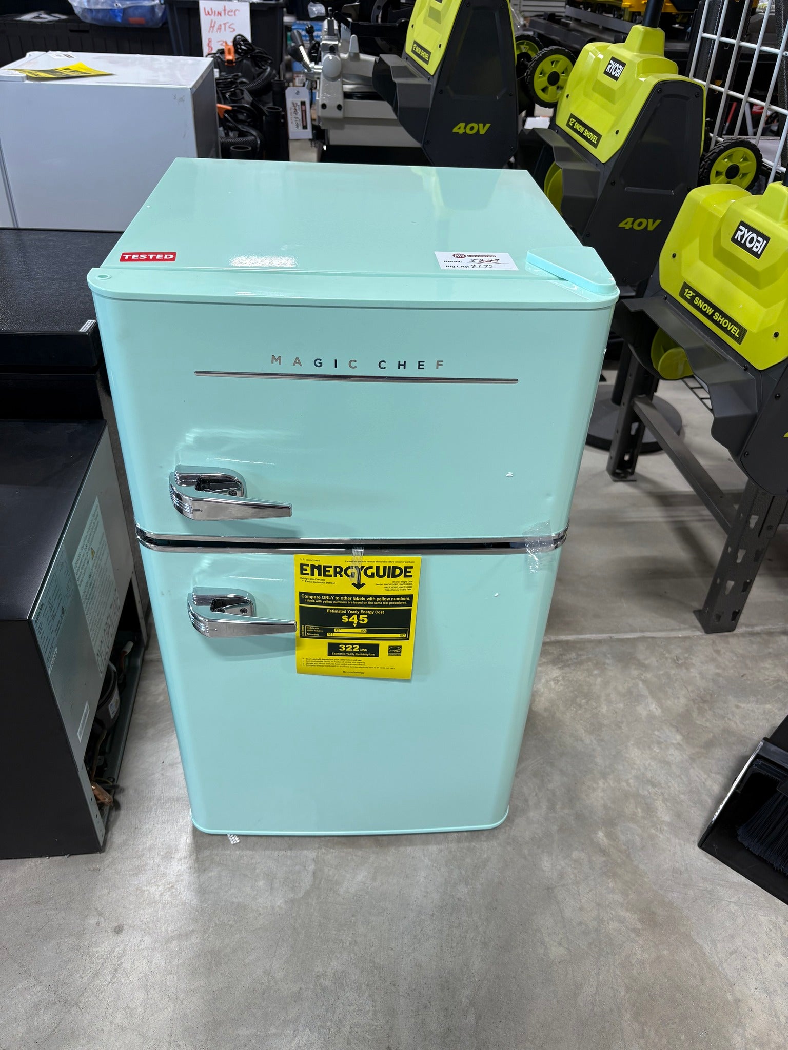 Magic Chef Retro 3.2 cu. ft. 2-Door Mini Fridge in Mint Green