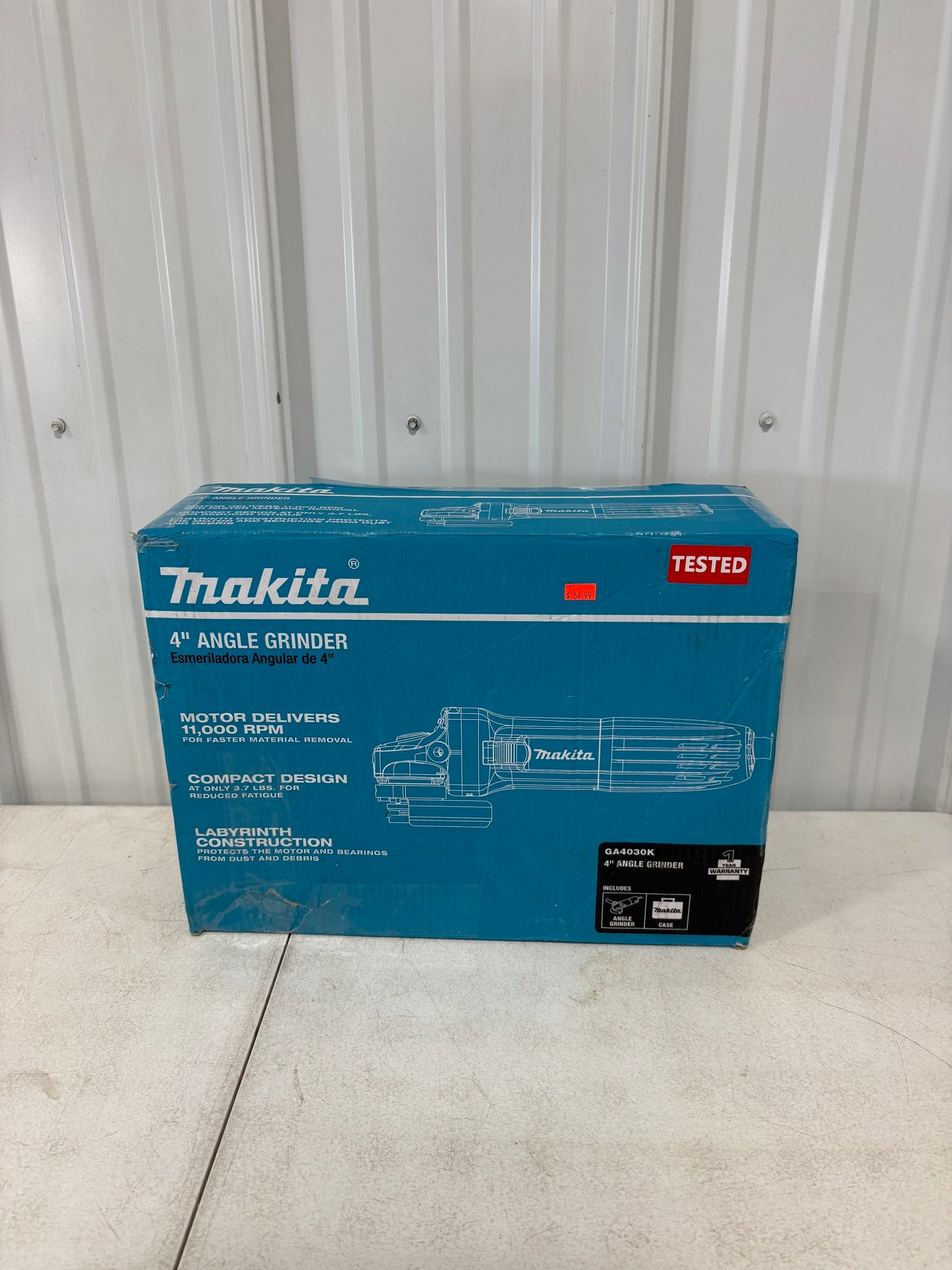 Makita 6 Amp Corded 4 in. Lightweight Angle Grinder with Grinding Wheel, Wheel Guard Side Handle Hard Case