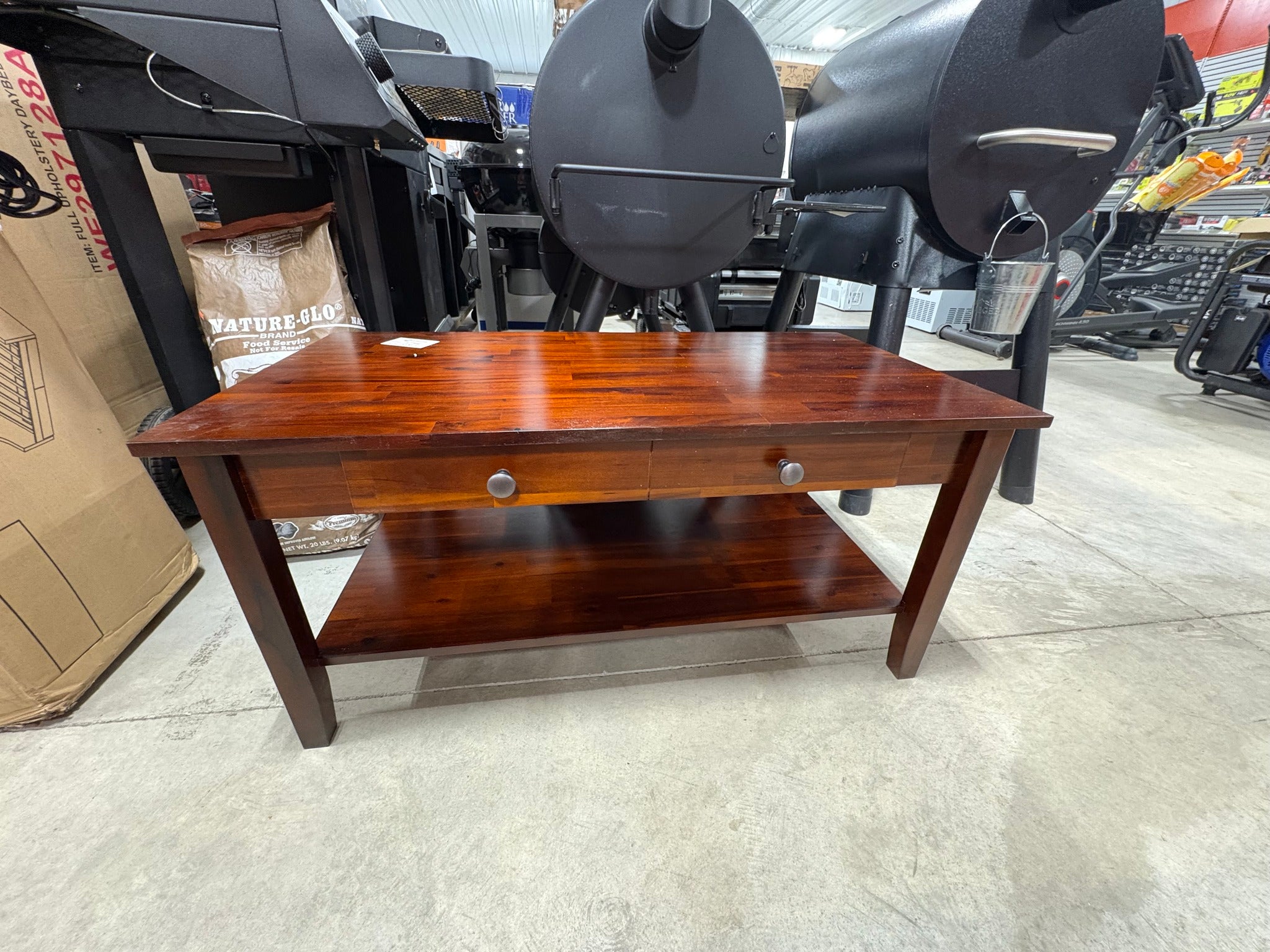 Brand new 38 in. Mahogany Rectangle Acacia Wood Top Coffee Table with Shelf