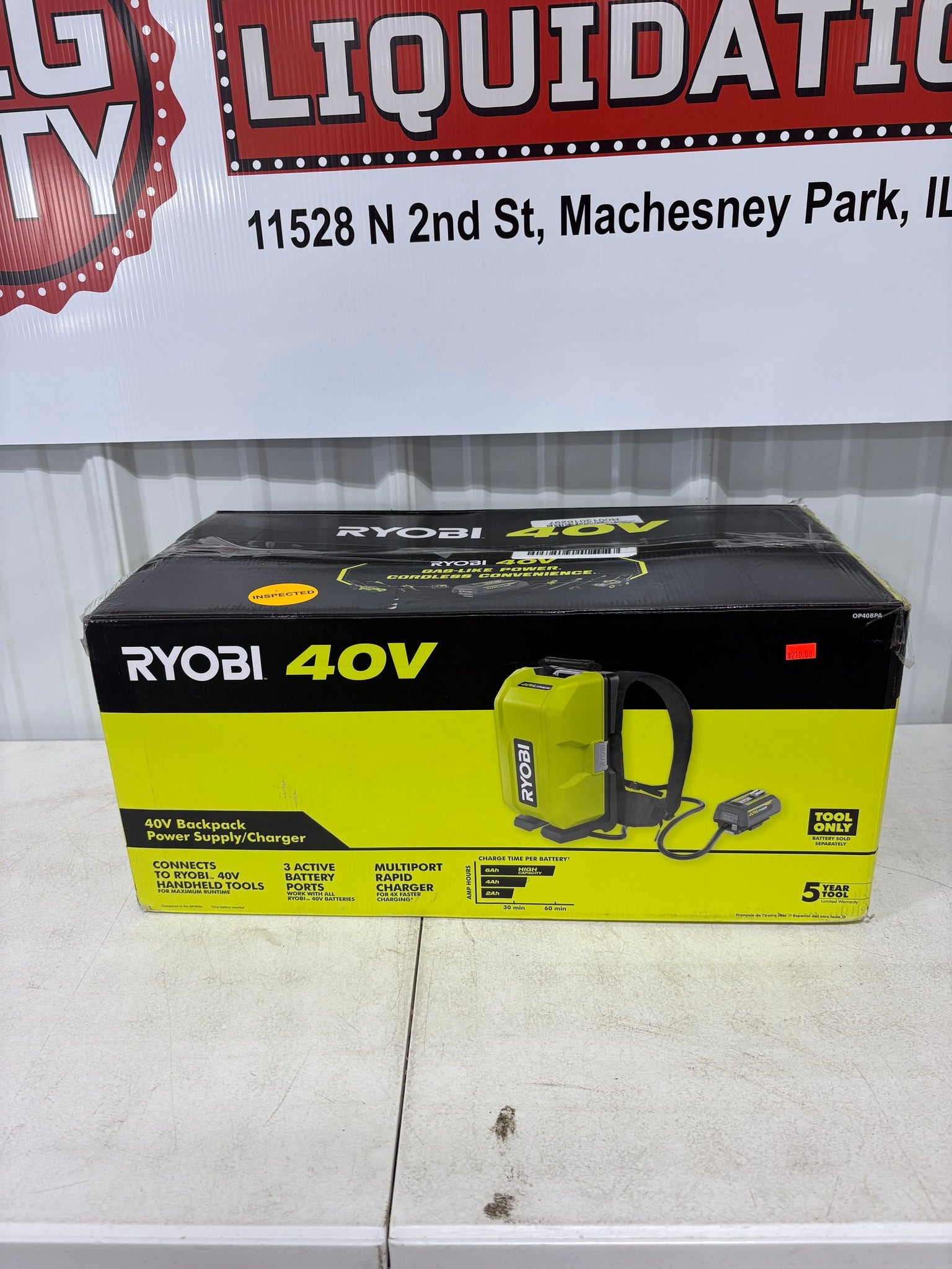 Brand new RYOBI 40V Backpack Battery Power Supply (Tool Only)