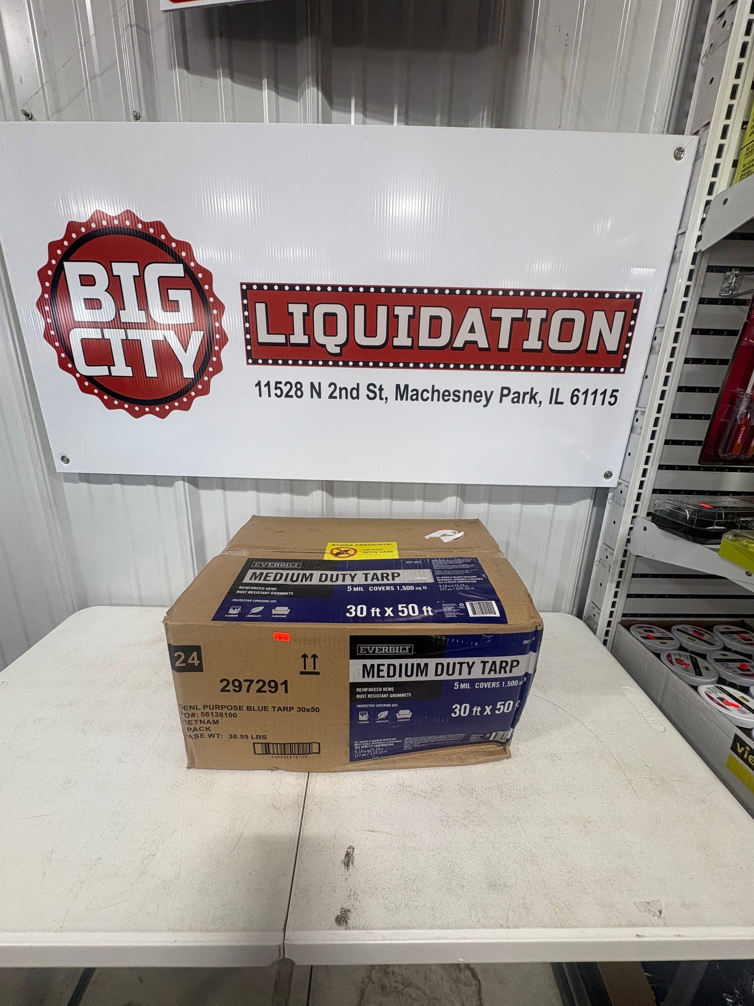 Everbilt 30 ft. x 50 ft. Blue Medium Duty Tarp