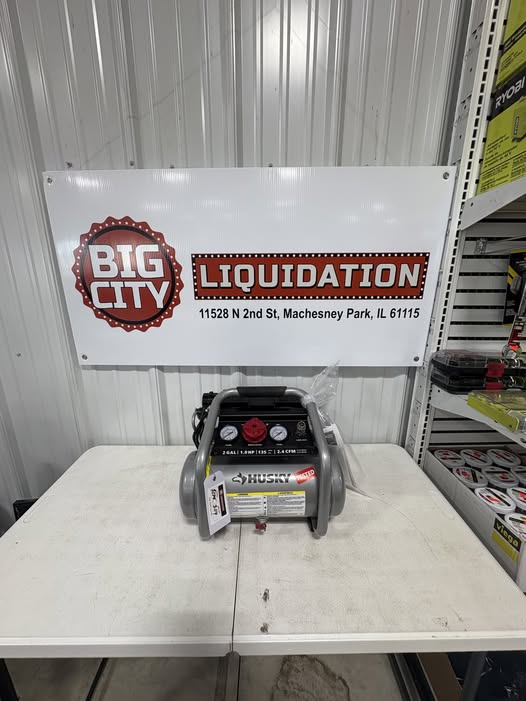 Brand new Husky 2 Gal. 135 PSI Portable Electric Oil-Free Quiet Jobsite Air Compressor with Dual Pressure Gauges and 1-Quick Coupler