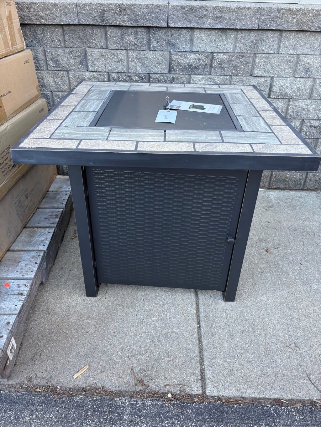 Brand new Living Accents 30 in. W Steel Square Propane Fire Pit