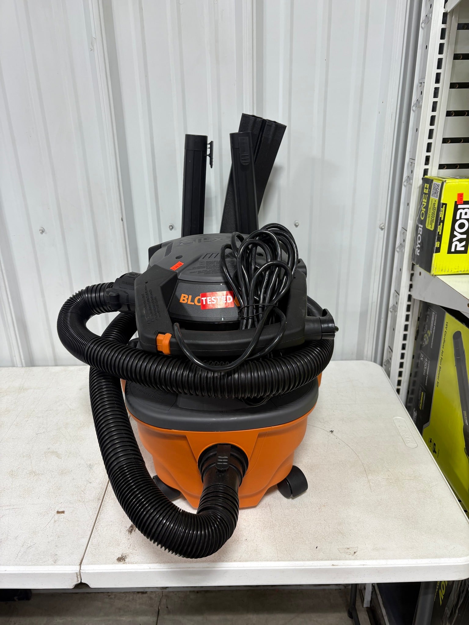 RIDGID 4 Gal. 5.0 Peak HP Portable Shop Vacuum Wet Dry Vac with Fine Dust Filter, Locking Hose and Attachments