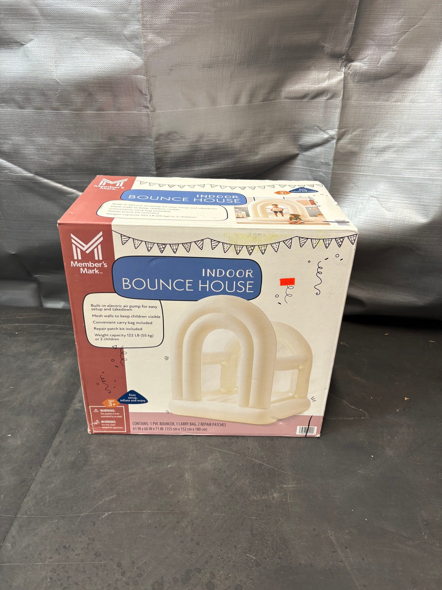 Brand new Member's Mark Cream Indoor Double Arch Bounce House