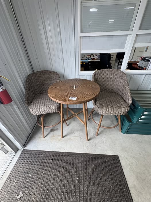 Brand new Hampton Bay Capestone Brown 3-Piece Wicker Round Table Outdoor Dining Set