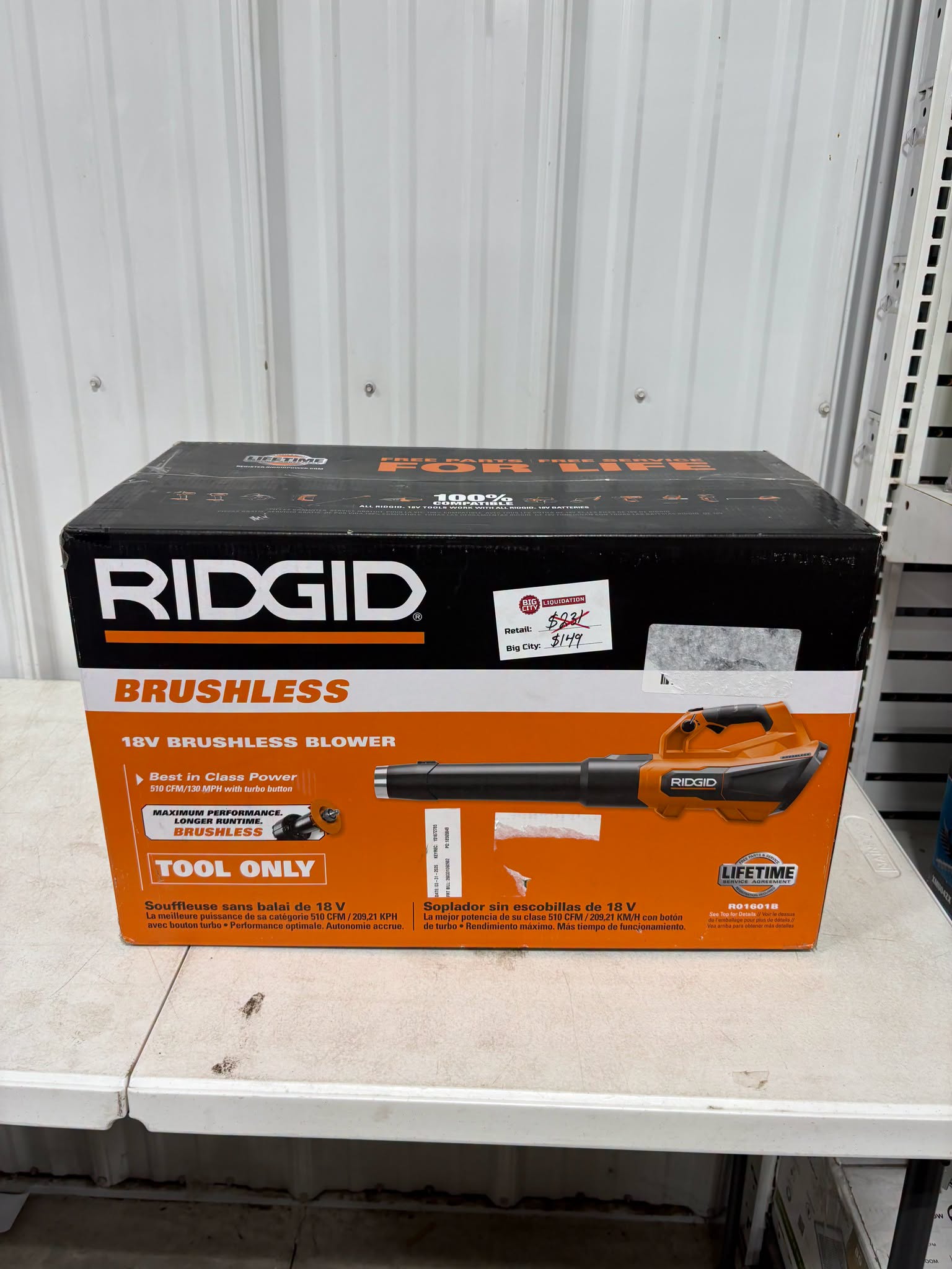 Brand new RIDGID 18V Brushless 130 MPH 510 CFM Cordless Battery Leaf Blower (Tool Only)