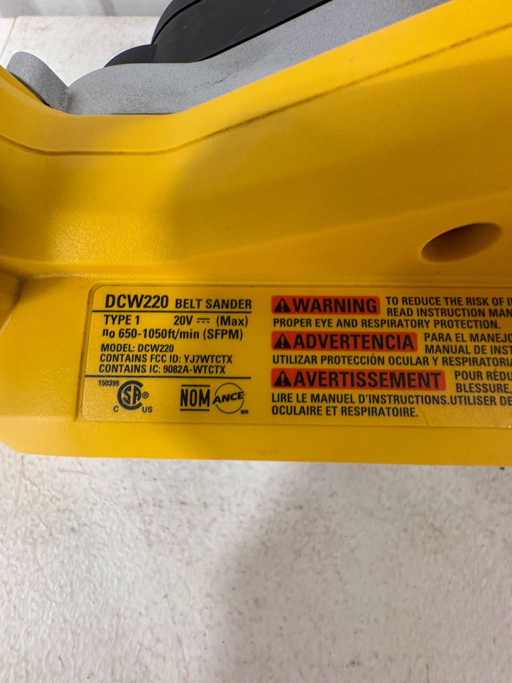 Lightly Used DEWALT 20-Volt Cordless Belt Sander (Tool-Only)