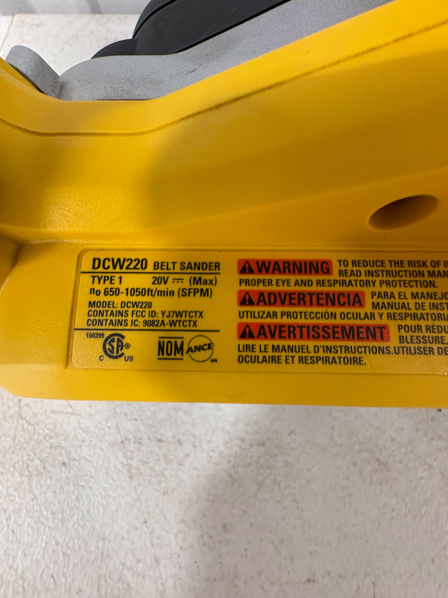 Lightly Used DEWALT 20-Volt Cordless Belt Sander (Tool-Only)