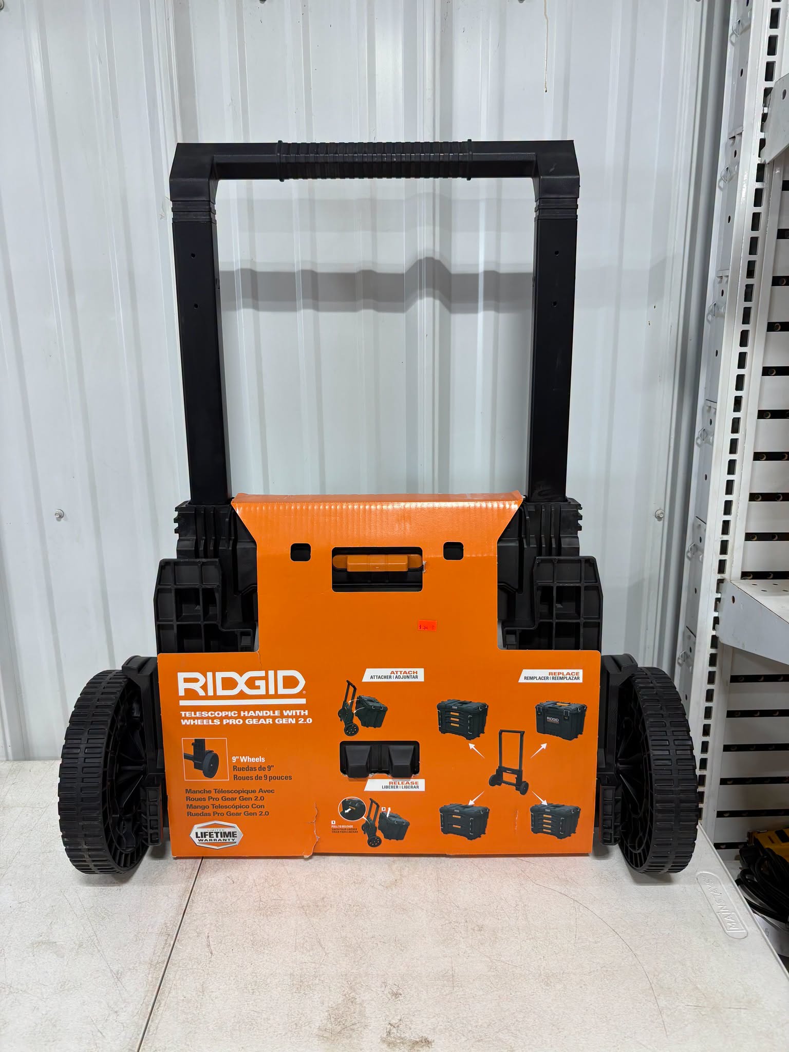 Brand new RIDGID Pro Gear System Gen 2.0 Durable All Terrain Rolling Tool Box Attachment With 9 in. Heavy Duty Wheels