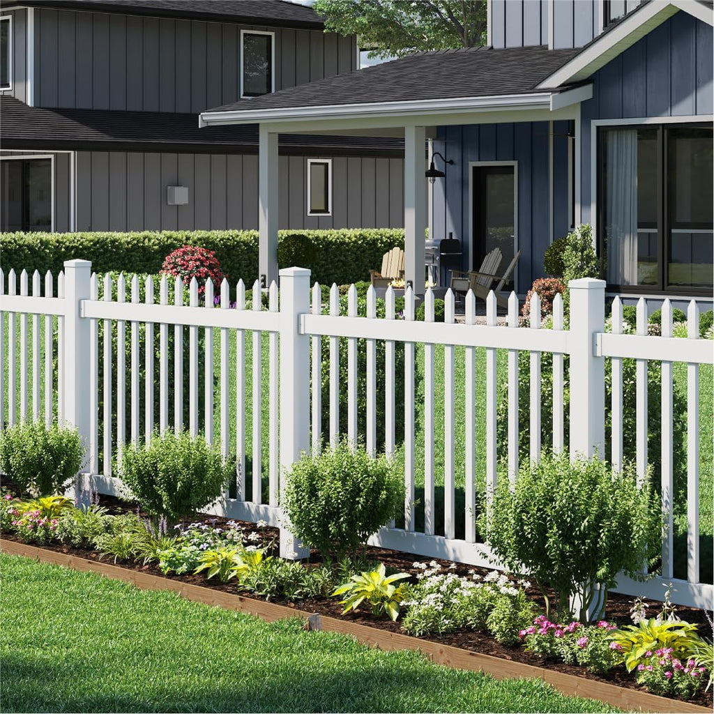 Brand new Wam Bam 4ft H x 6ft W (1 Panel + 1 Post) No Dig Nantucket Fence Kit, White Vinyl Picket Fence Panel, BL19101