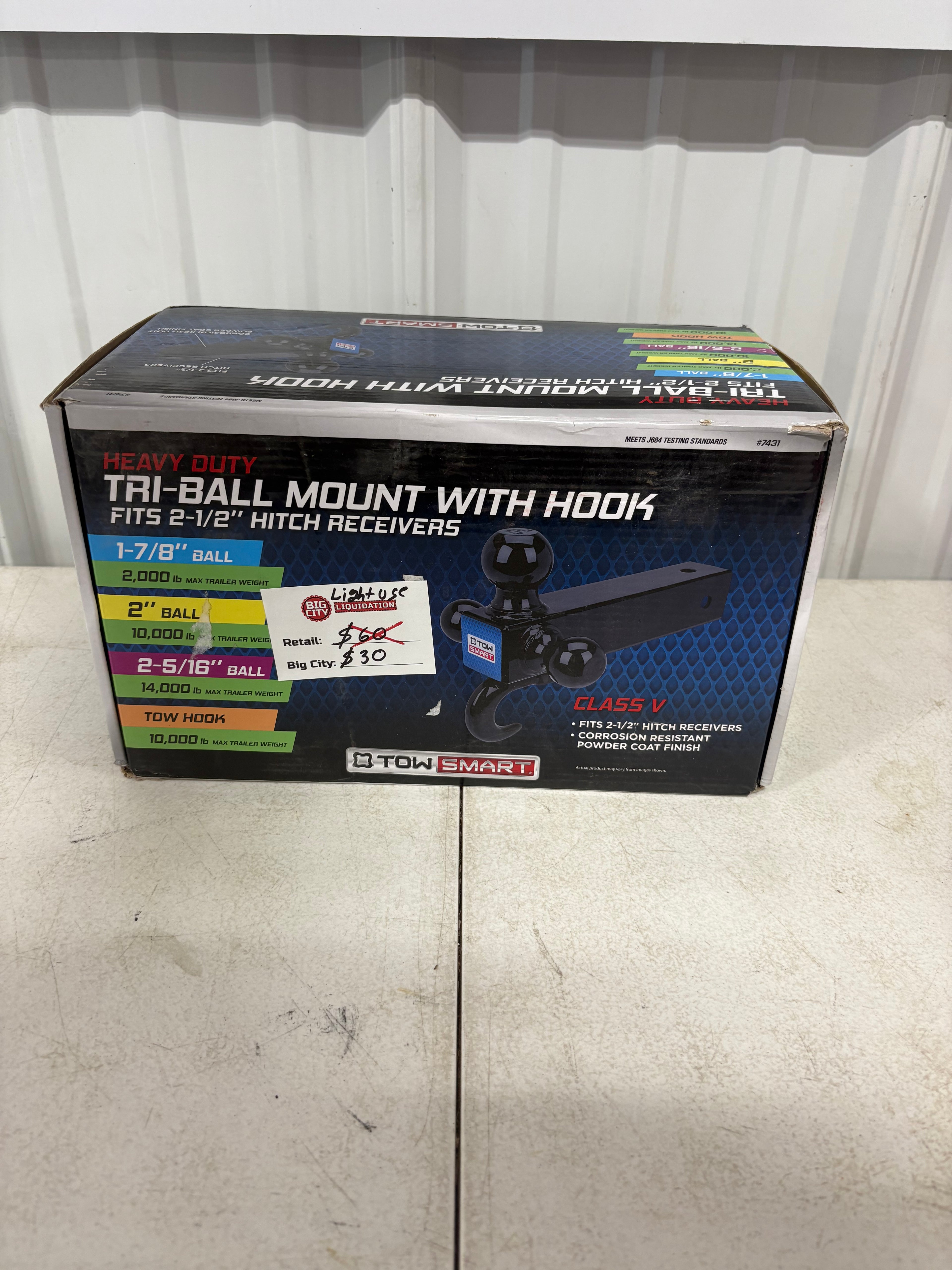 Lightly Used TowSmart Up to 14,000 lb. 1-7/8 in., 2 in, and 2-5/16 in. Ball Diameters Trailer Tri-Ball Mount with Hook