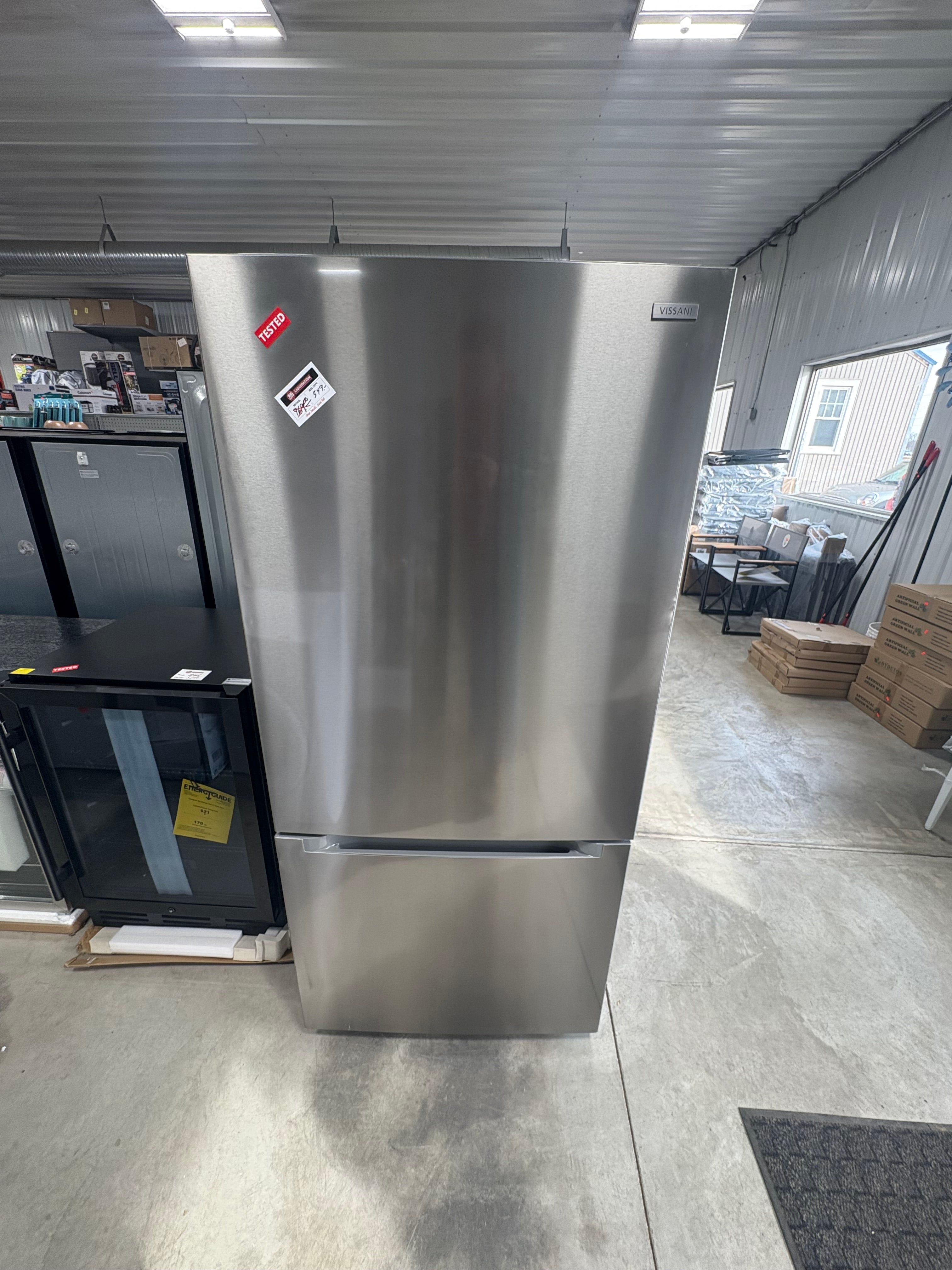 Brand new Vissani 30 in. 18.7 cu. ft. Bottom Freezer Refrigerator in Fingerprint Resistant Stainless Steel, Garage Ready