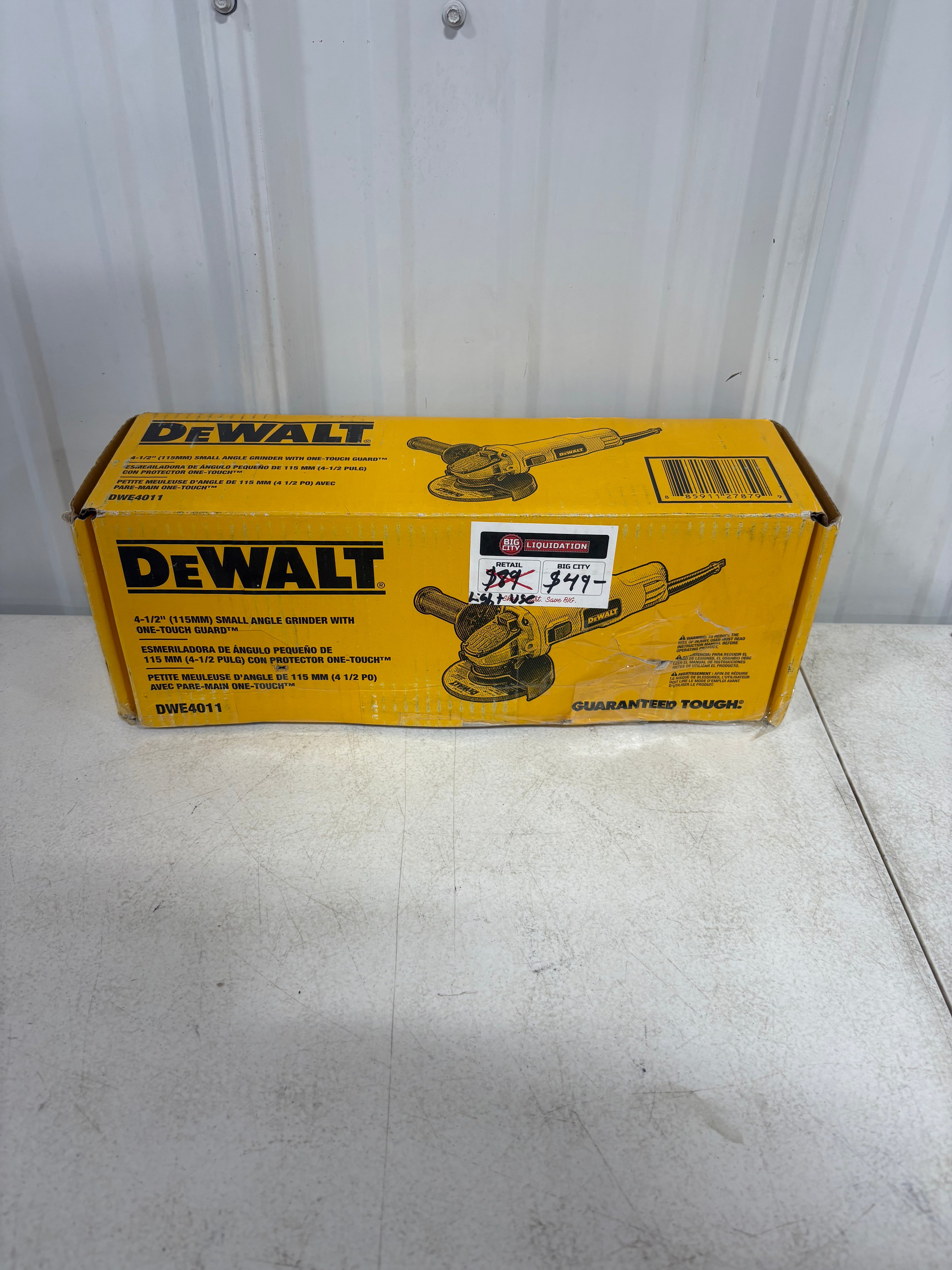 Lightly Used DEWALT 7 Amp 4.5 in. Small Corded Angle Grinder with 1-Touch Guard