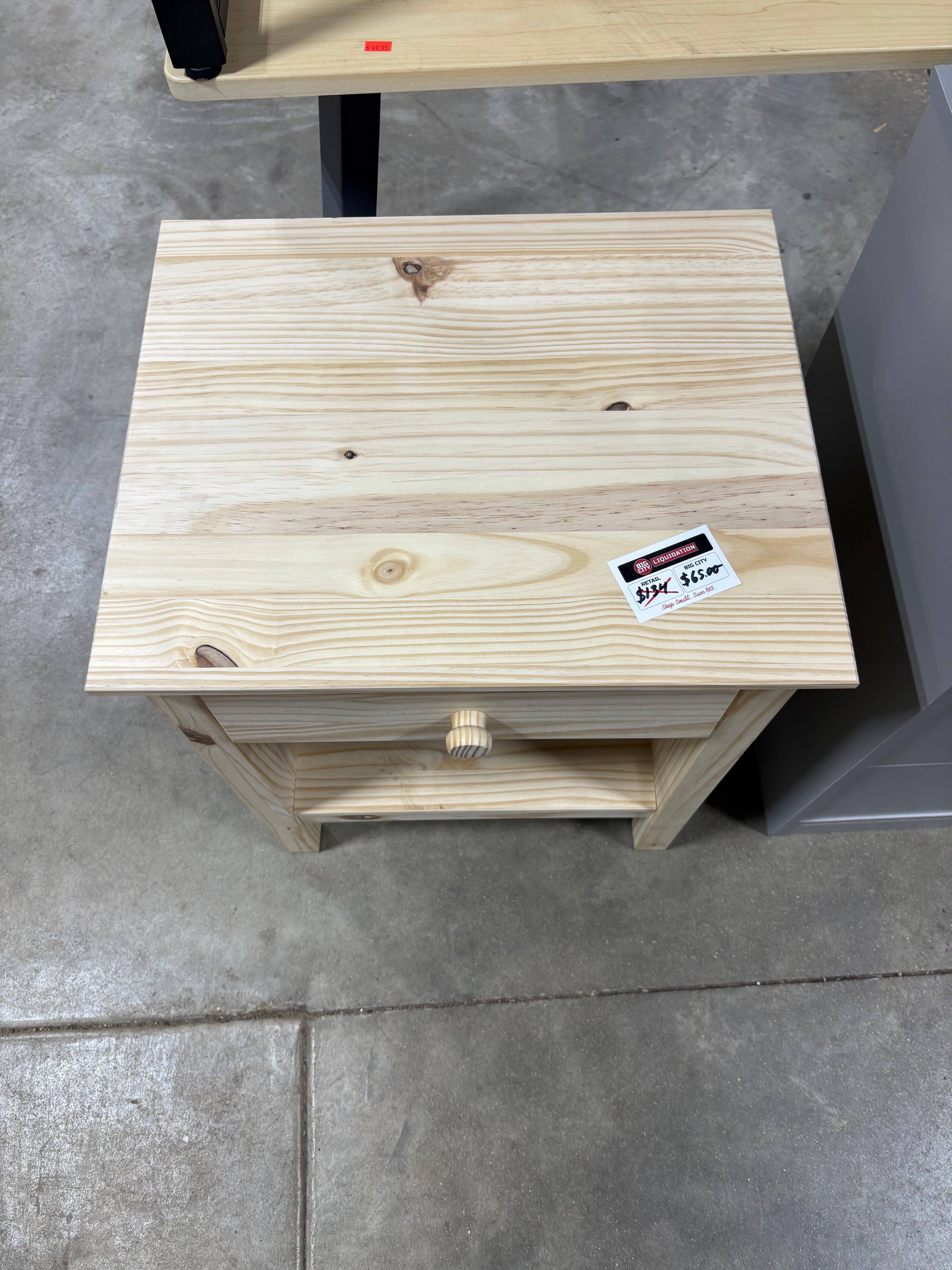 Brand new and assembled StyleWell 1-Drawer Unfinished Natural Pine Wood Nightstand (25 in. H x 20 in. W x 16.5 in. D)