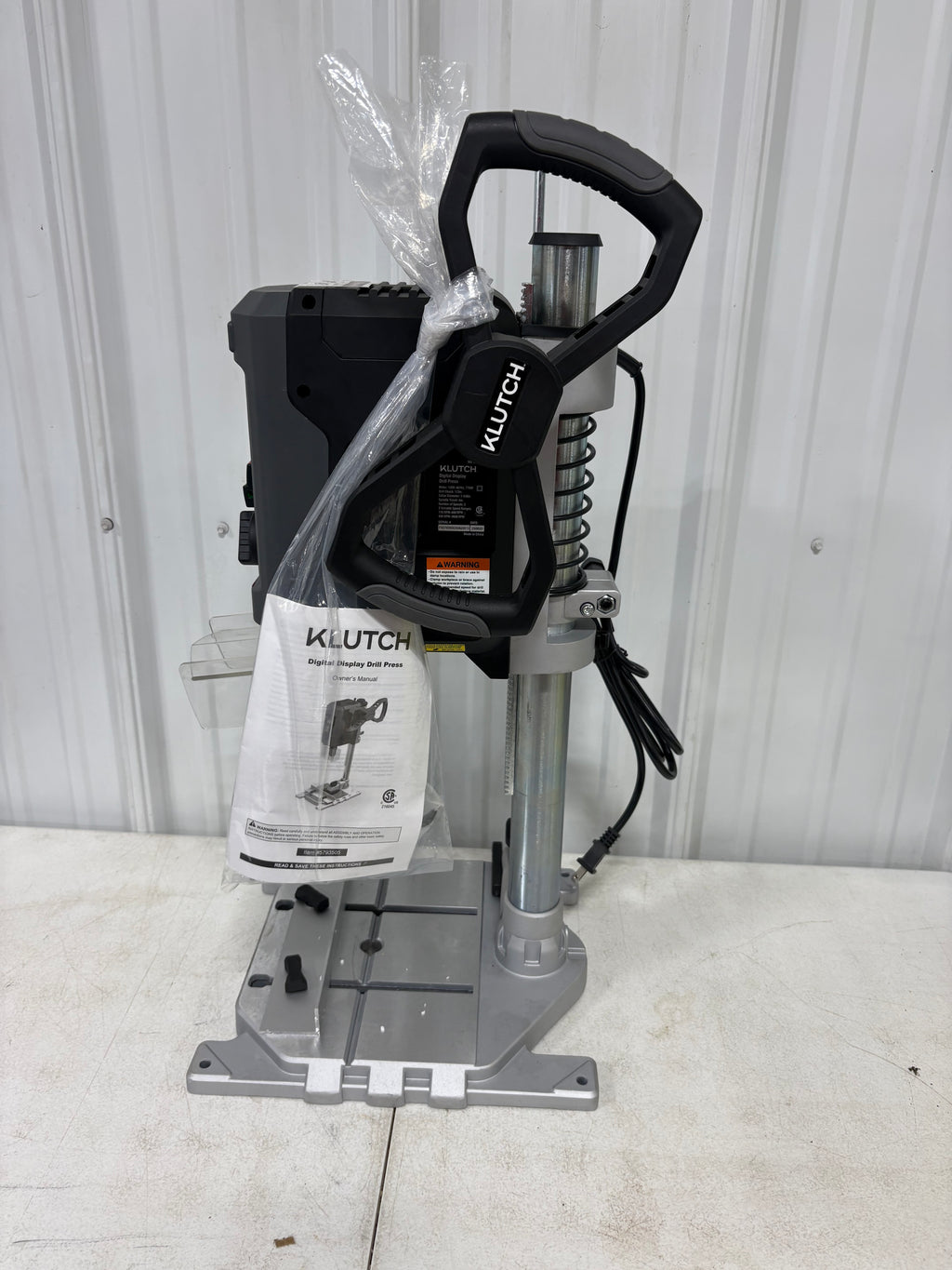 Brand new Klutch Electric Drill Press with Digital Display + Laser Guide, Variable Speed, 1 HP, 120 Volts