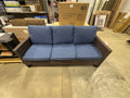 Brand new 3-Seat Wicker Outdoor Patio Sofa Couch with Deep Seating and Cushions (Brown/Blue)