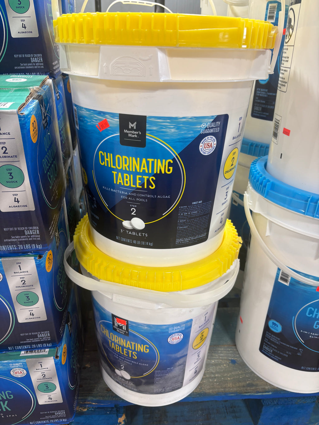 Brand new Member's Mark 3" Chlorinating Tablets, 40 lbs.