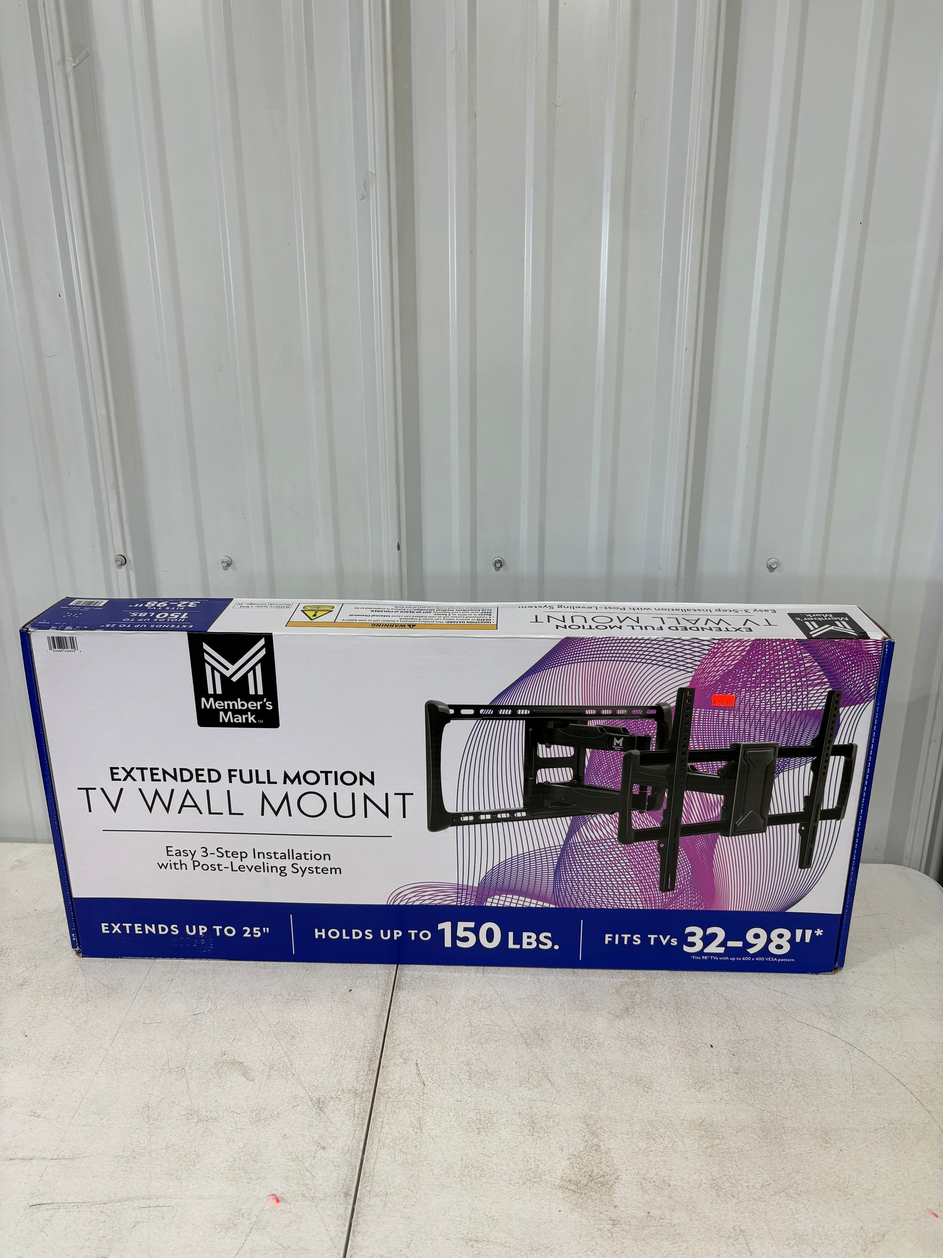 Brand new Member's Mark Full Motion TV Wall Mount, 32"- 98" TVs