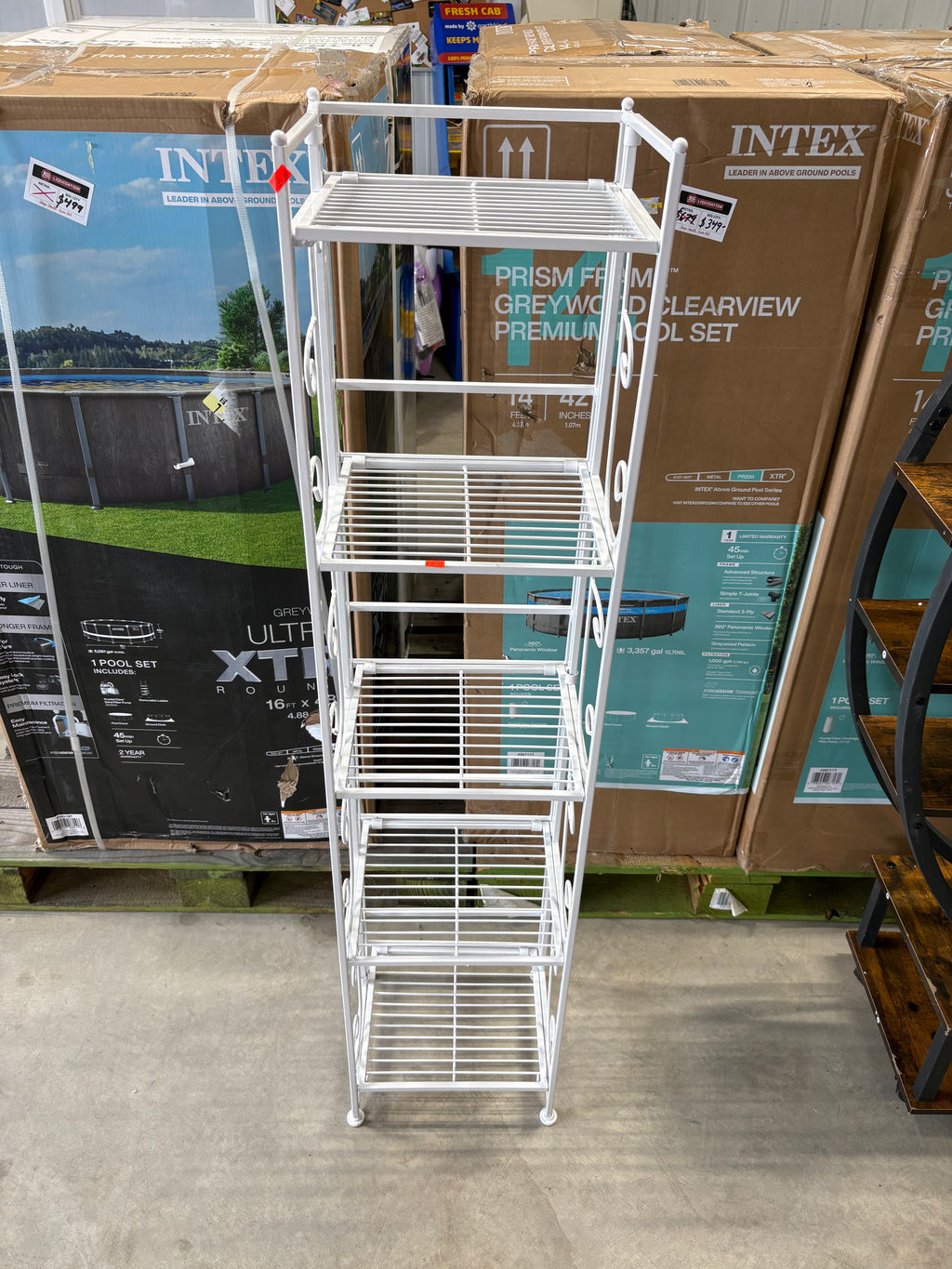 Brand new Convenience Concepts Xtra Storage 13 in. W 5 Tier Folding Metal Shelf with Scroll Design
