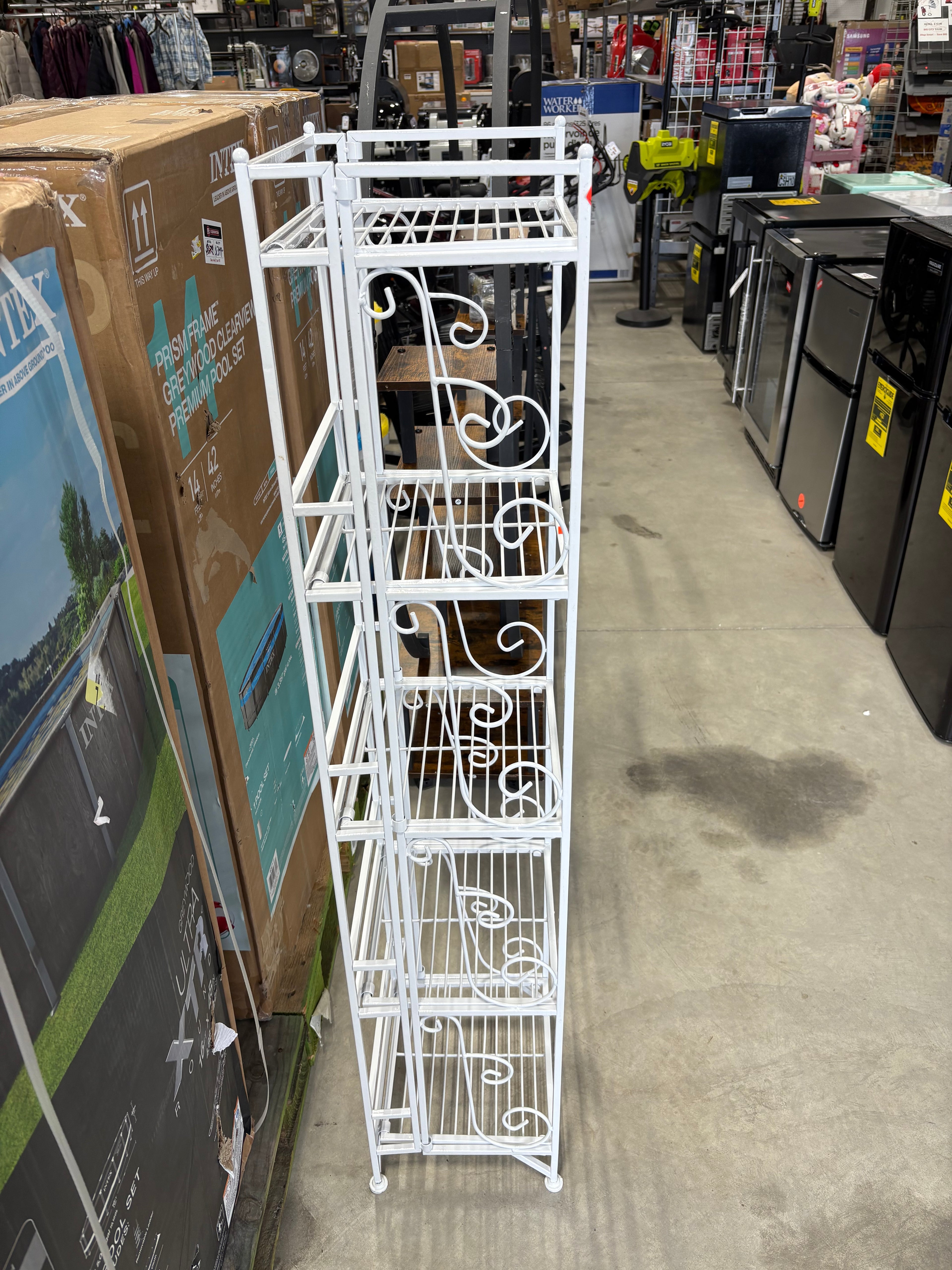 Brand new Convenience Concepts Xtra Storage 13 in. W 5 Tier Folding Metal Shelf with Scroll Design