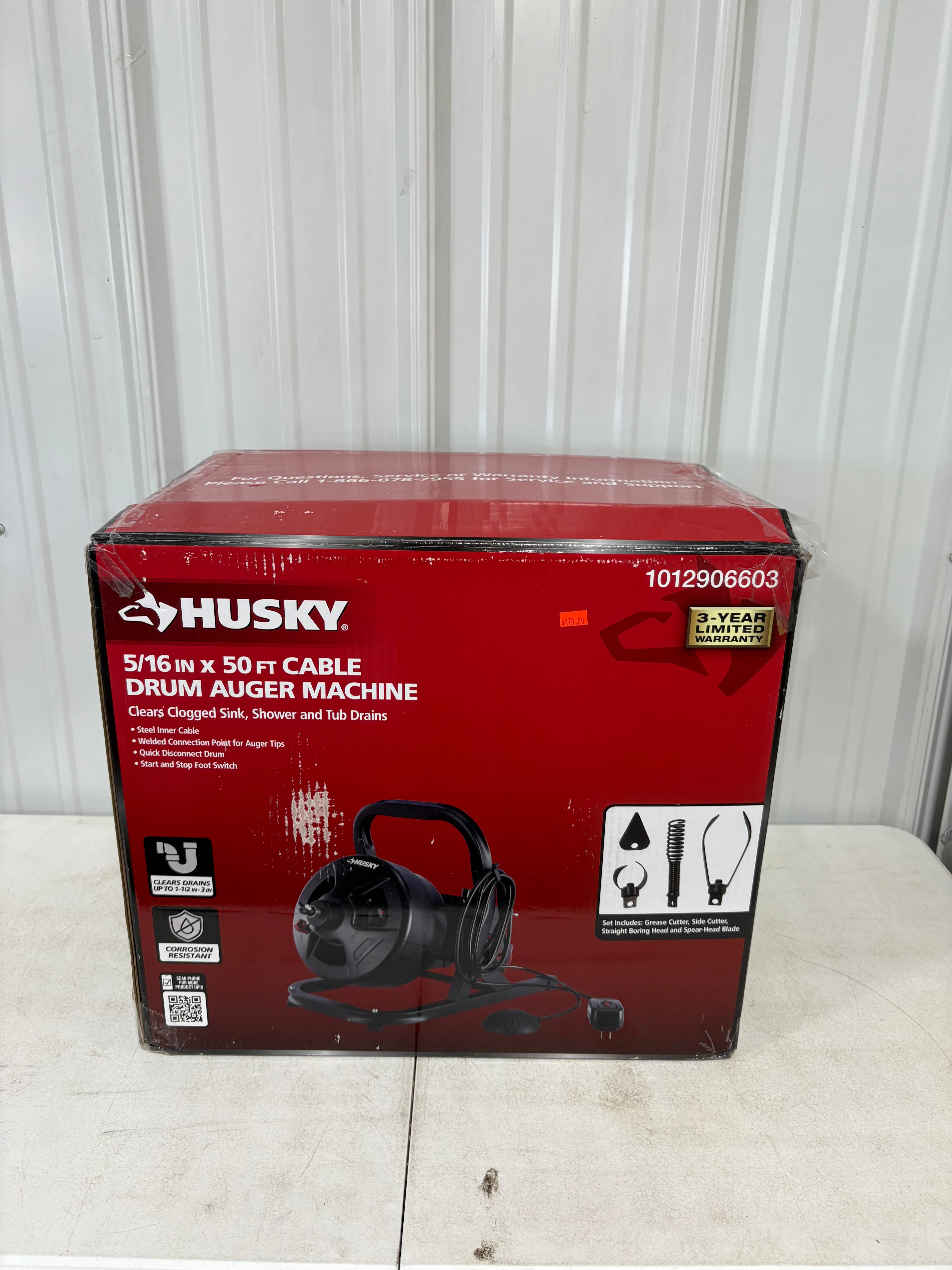Brand new Husky 5/16 in. x 50 ft. Cable Drum Auger