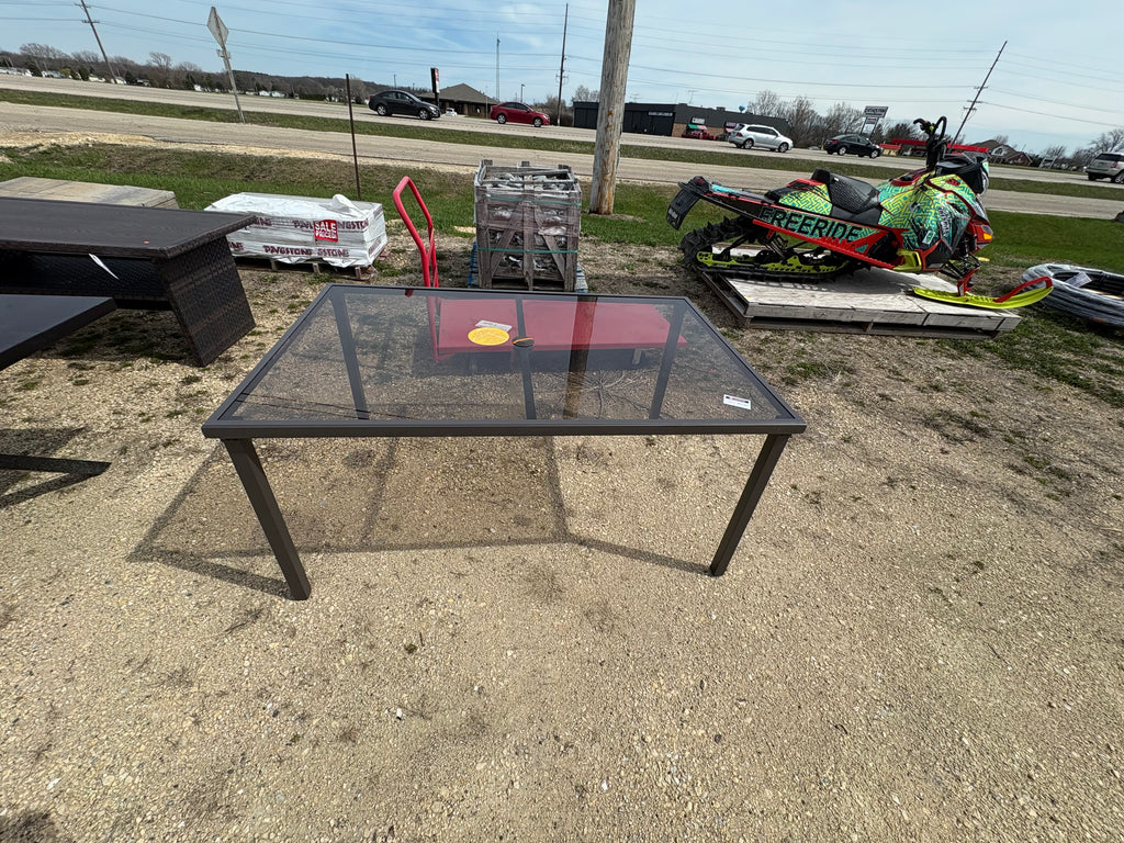 Brand new Stylewell 60" x 38" Mix and Match Rectangular Steel Outdoor Patio Dining Table with Smoke Glass Top