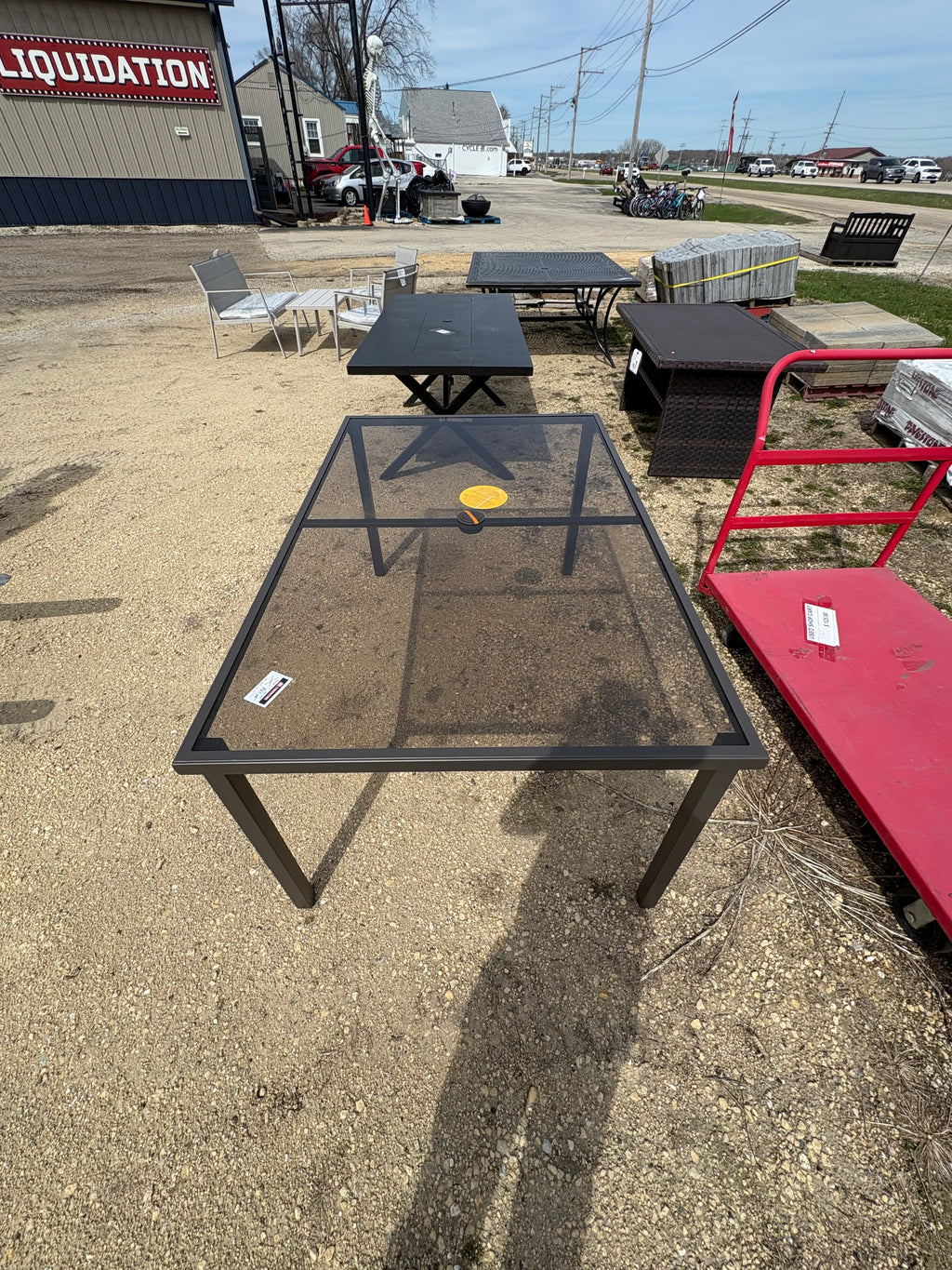 Brand new Stylewell 60" x 38" Mix and Match Rectangular Steel Outdoor Patio Dining Table with Smoke Glass Top