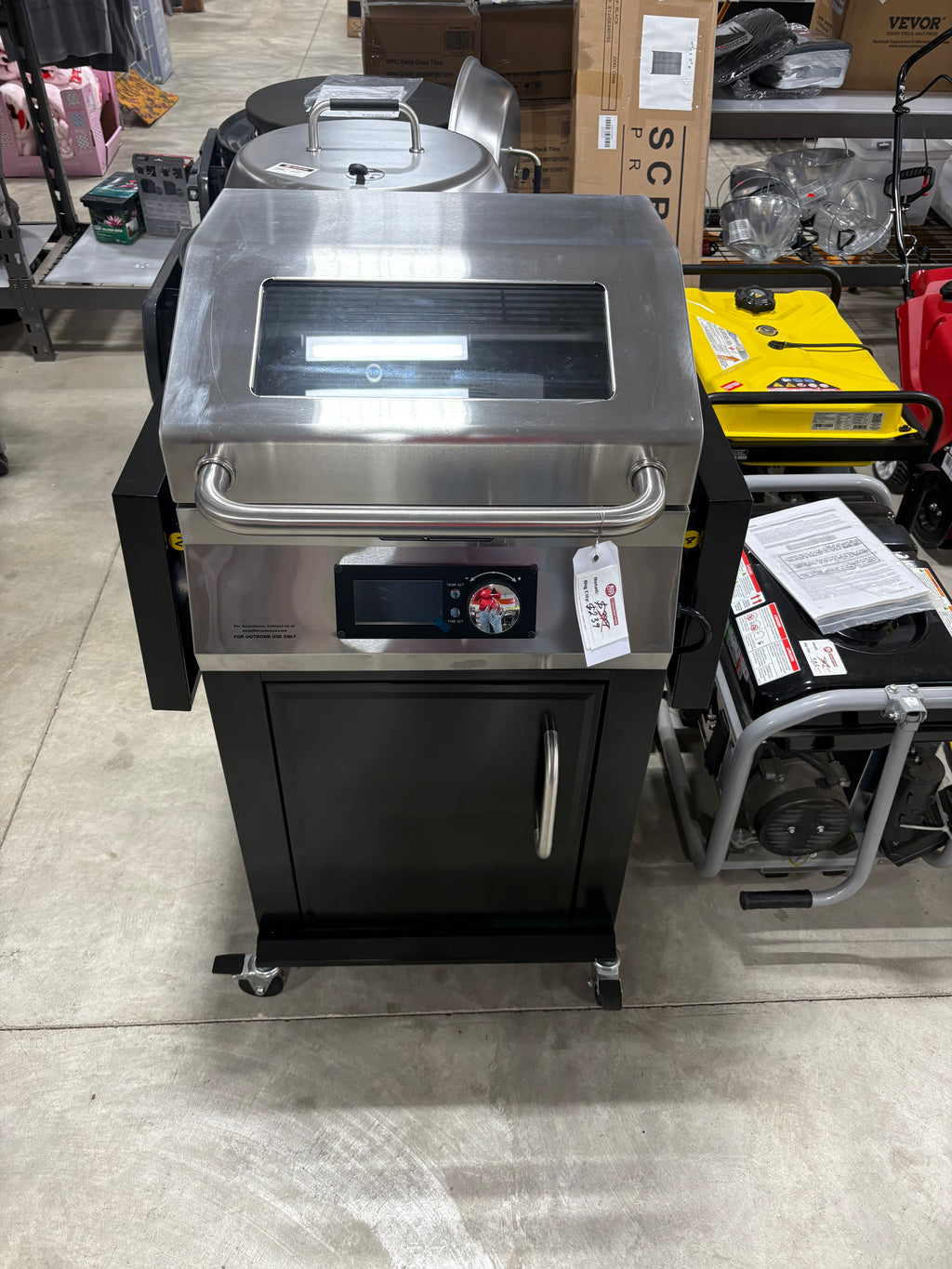 Brand new Even Embers Outdoor Electric Grill in Black with Stainless Steel Lid and Control Panel