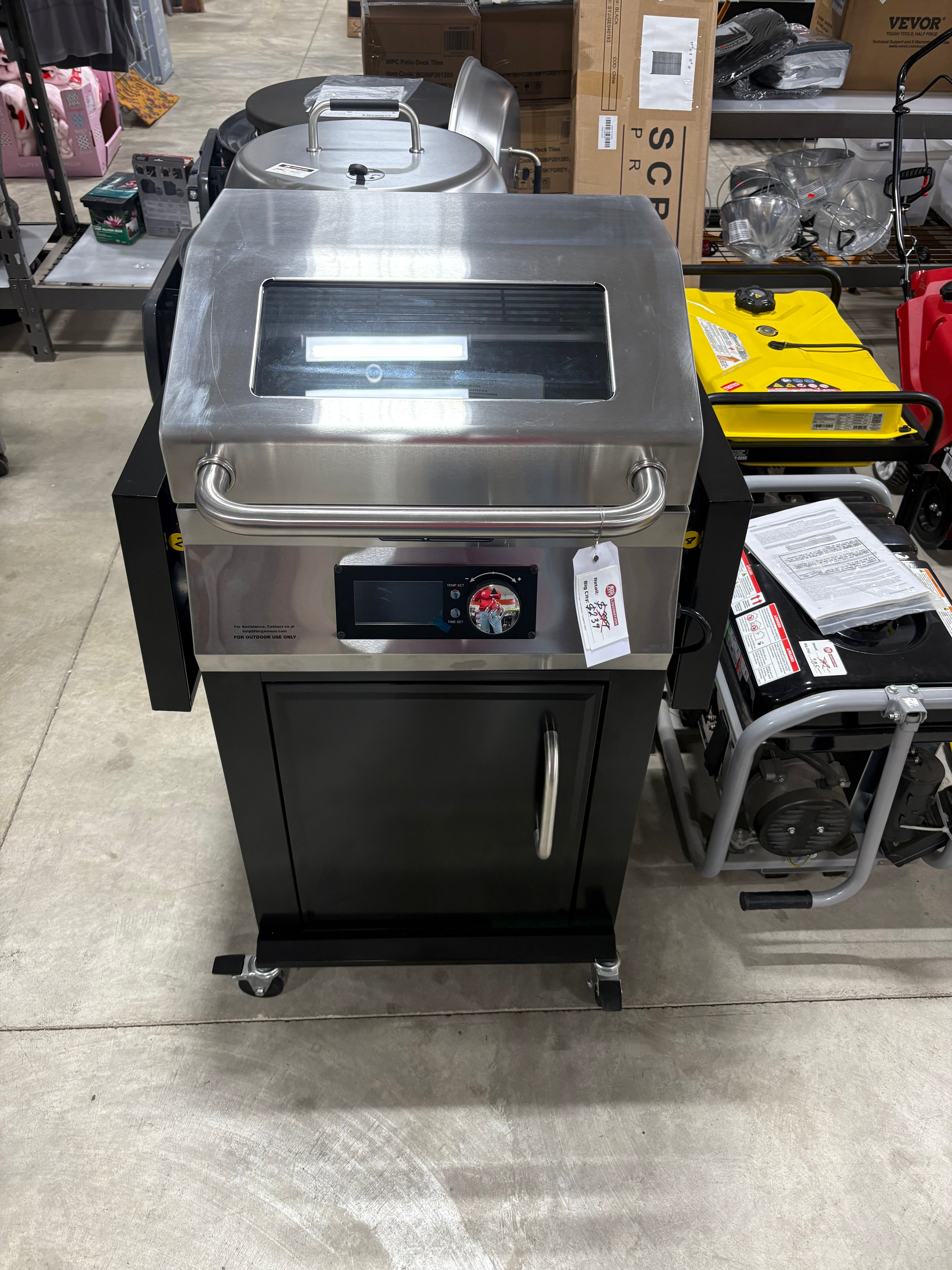 Brand new Even Embers Outdoor Electric Grill in Black with Stainless Steel Lid and Control Panel