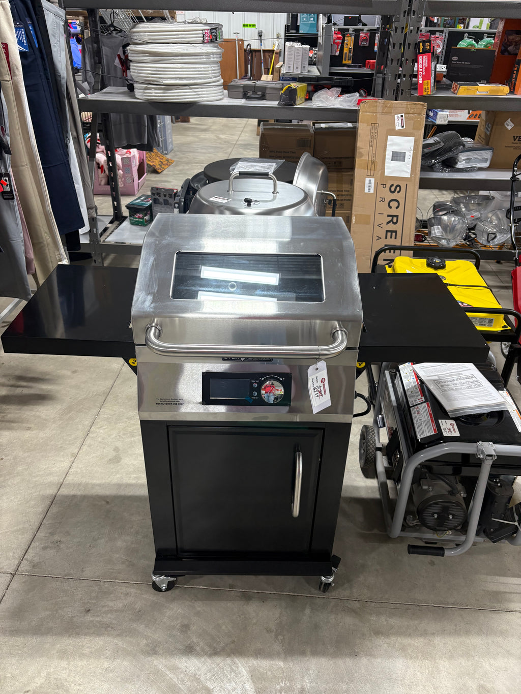Brand new Even Embers Outdoor Electric Grill in Black with Stainless Steel Lid and Control Panel