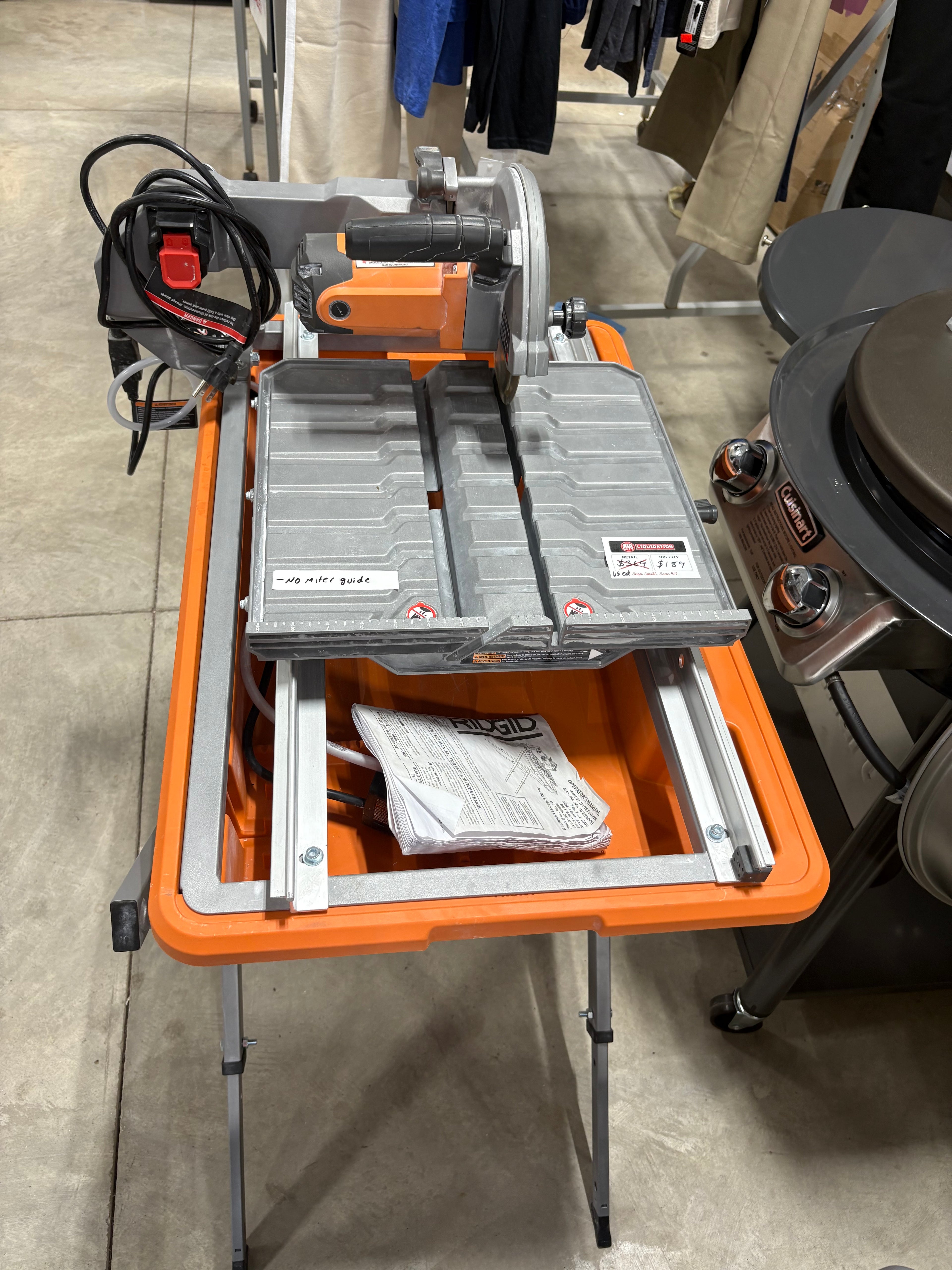 Lightly Used RIDGID 9-Amp 7 in. Blade Corded Wet Tile Saw with Stand.