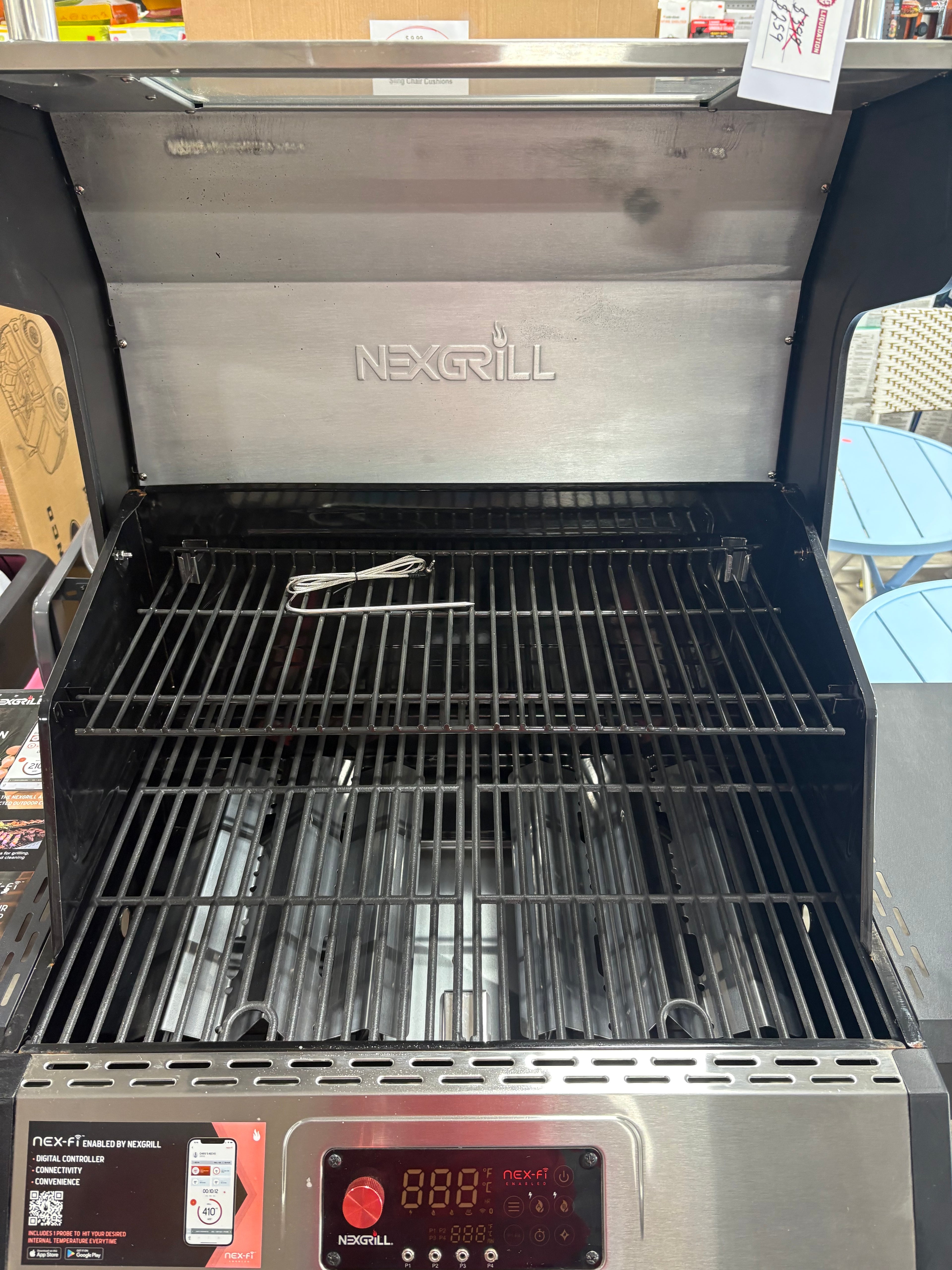 Brand new and assembled Nexgrill Neevo 720 Propane Gas Digital Smart Grill in Black with Stainless Steel Front Panel and Lid