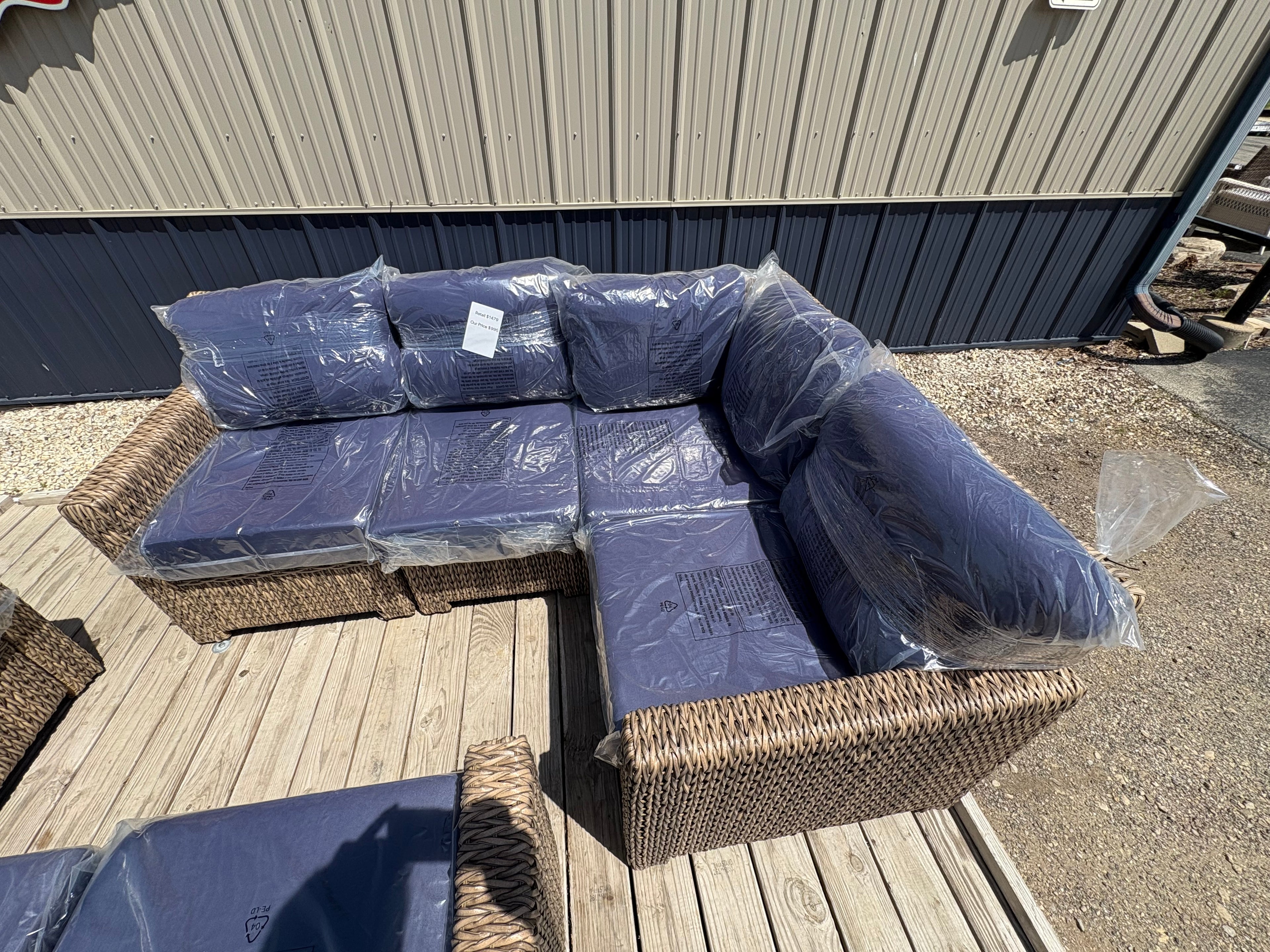 Brand new and Fully Assembled Laguna Point Natural 4 PC Wicker Outdoor Sectional