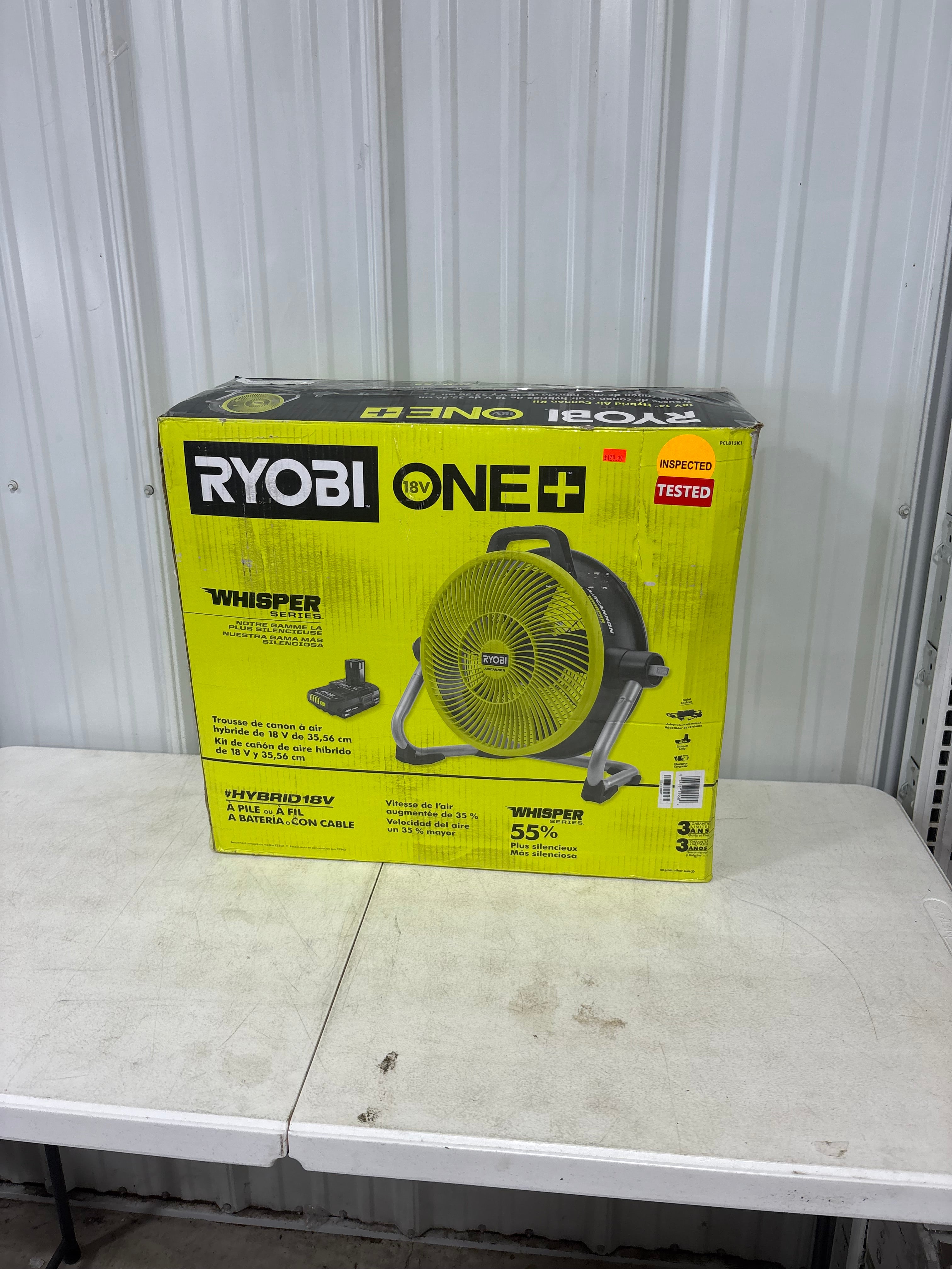 Brand new RYOBI ONE+ 18V 14 in. Hybrid Air Cannon Kit with 2.0 Ah Battery and Charger