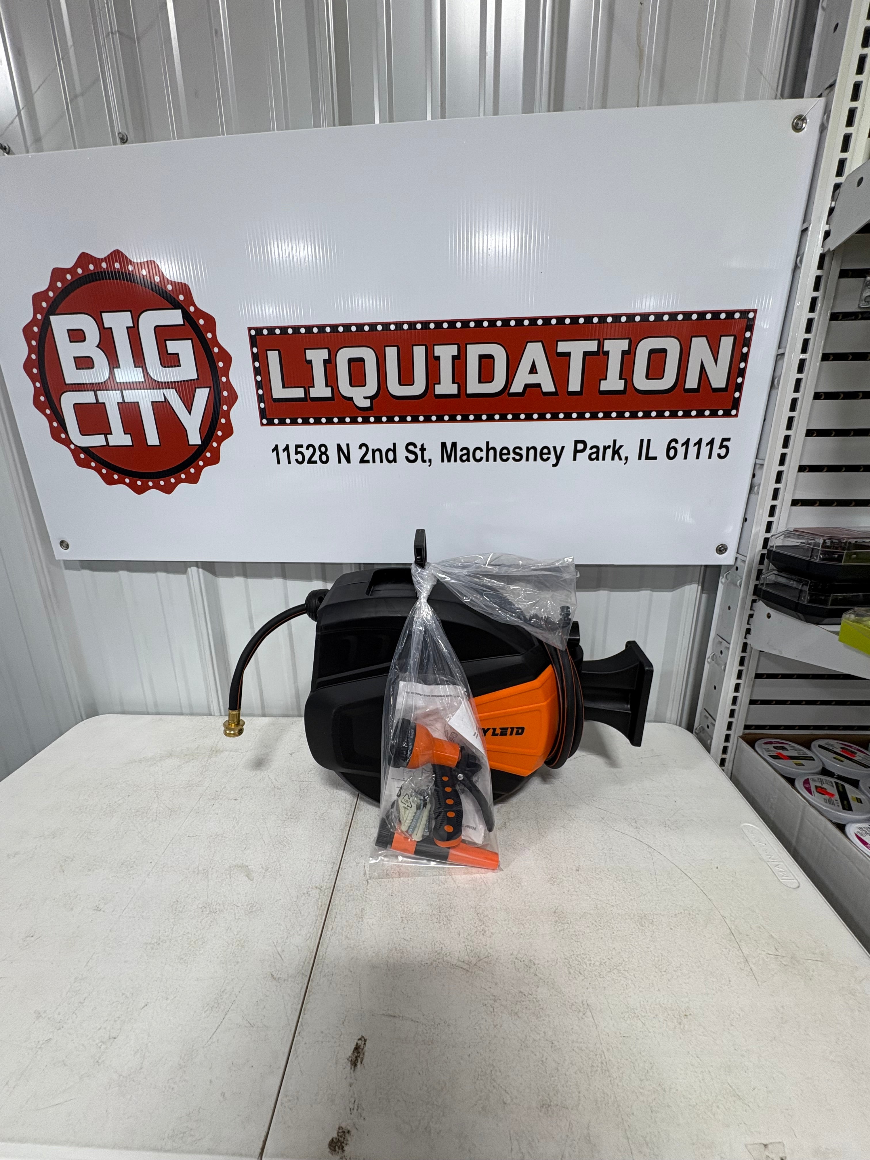 Brand new Ayleid Retractable Garden Hose Reel,1/2 in x 65 ft Wall Mounted Hose Reel, with 9- Function Sprayer Nozzle