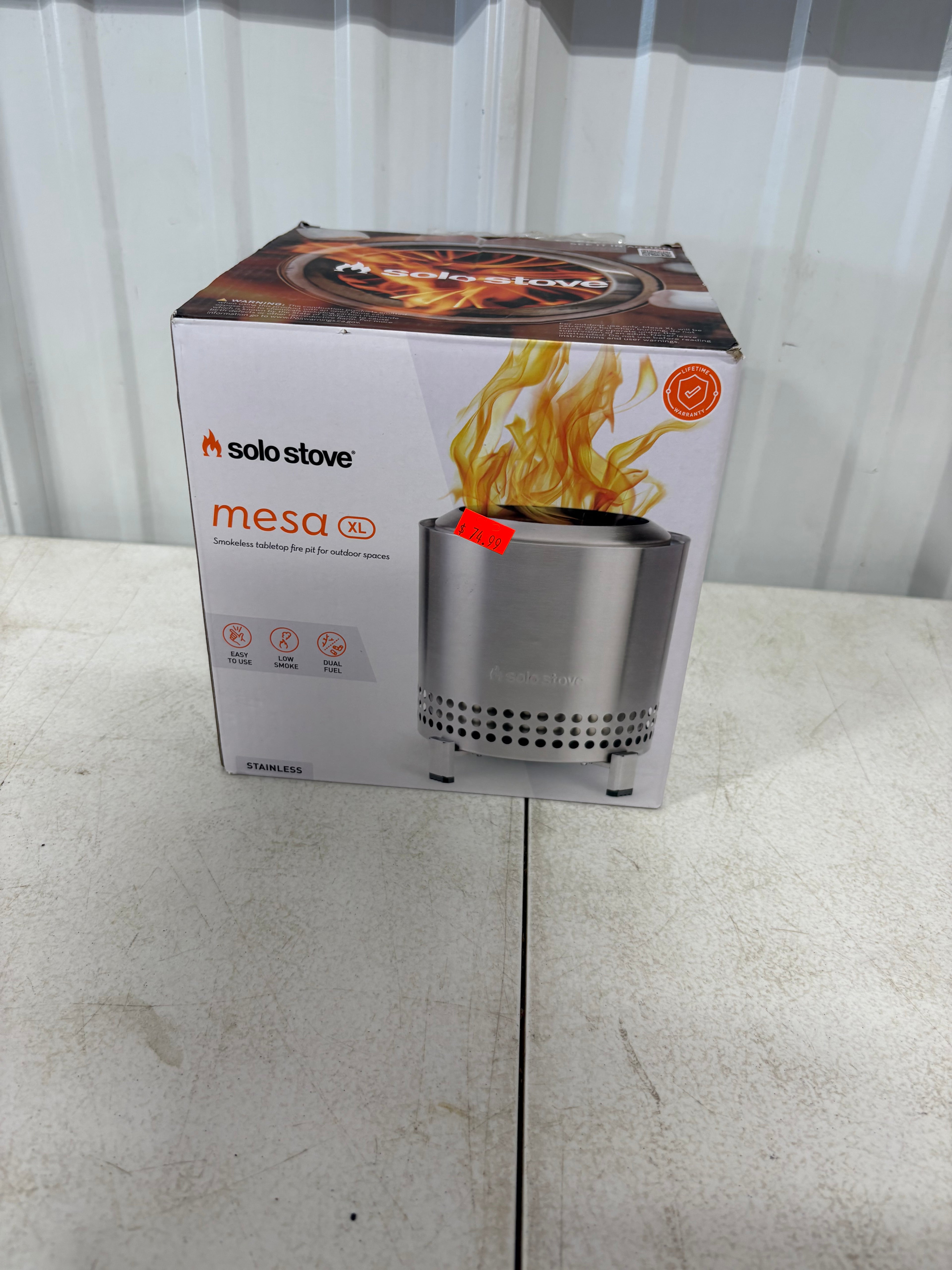 Brand new Solo Stove 9" Mesa XL Fire Pit - Stainless Steel Retail Price $119 Big City $74.99 Plus Sales Tax